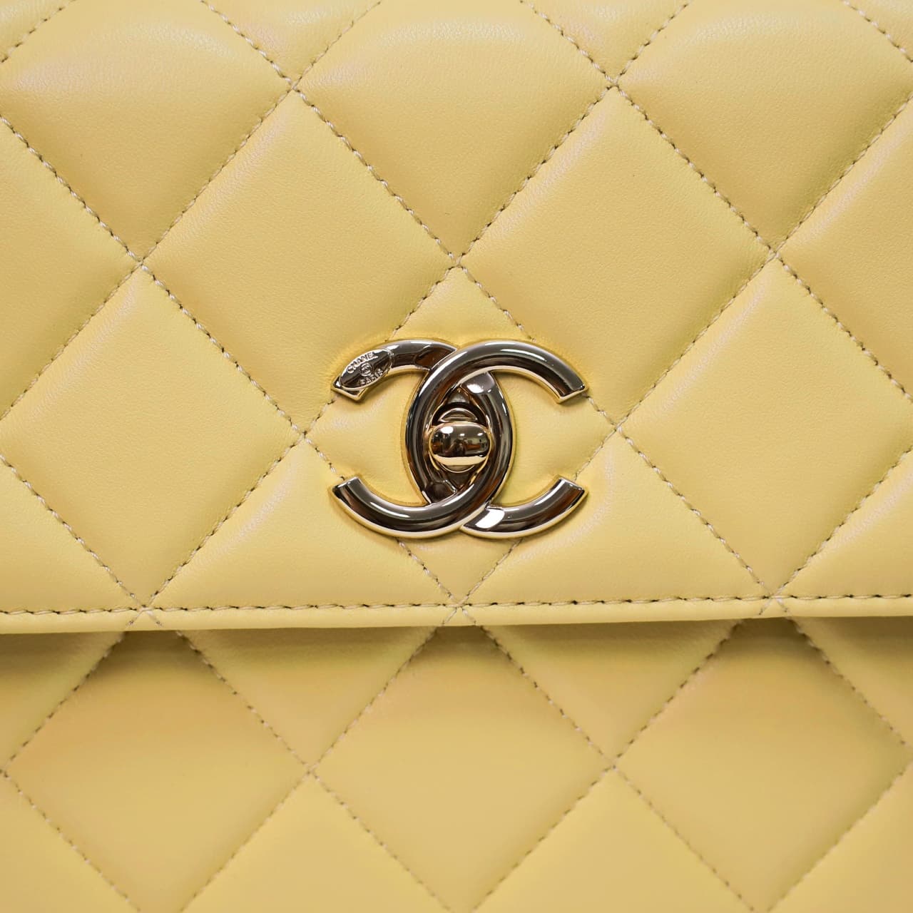 SMALL FLAP BAG WITH TOP HANDLE Lambskin Gold Metal yellow A