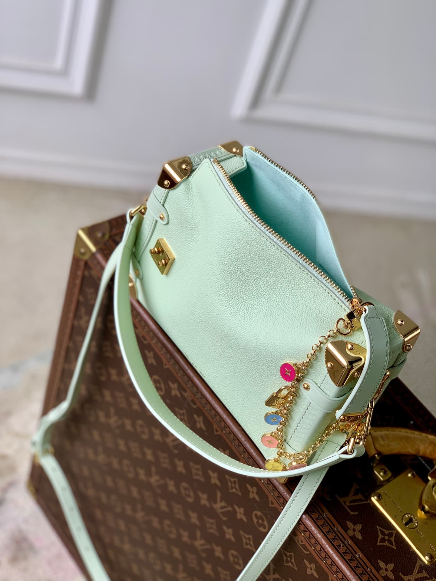 Louis Vuitton Side Trunk MM Jade Green Calf leather M27449 High