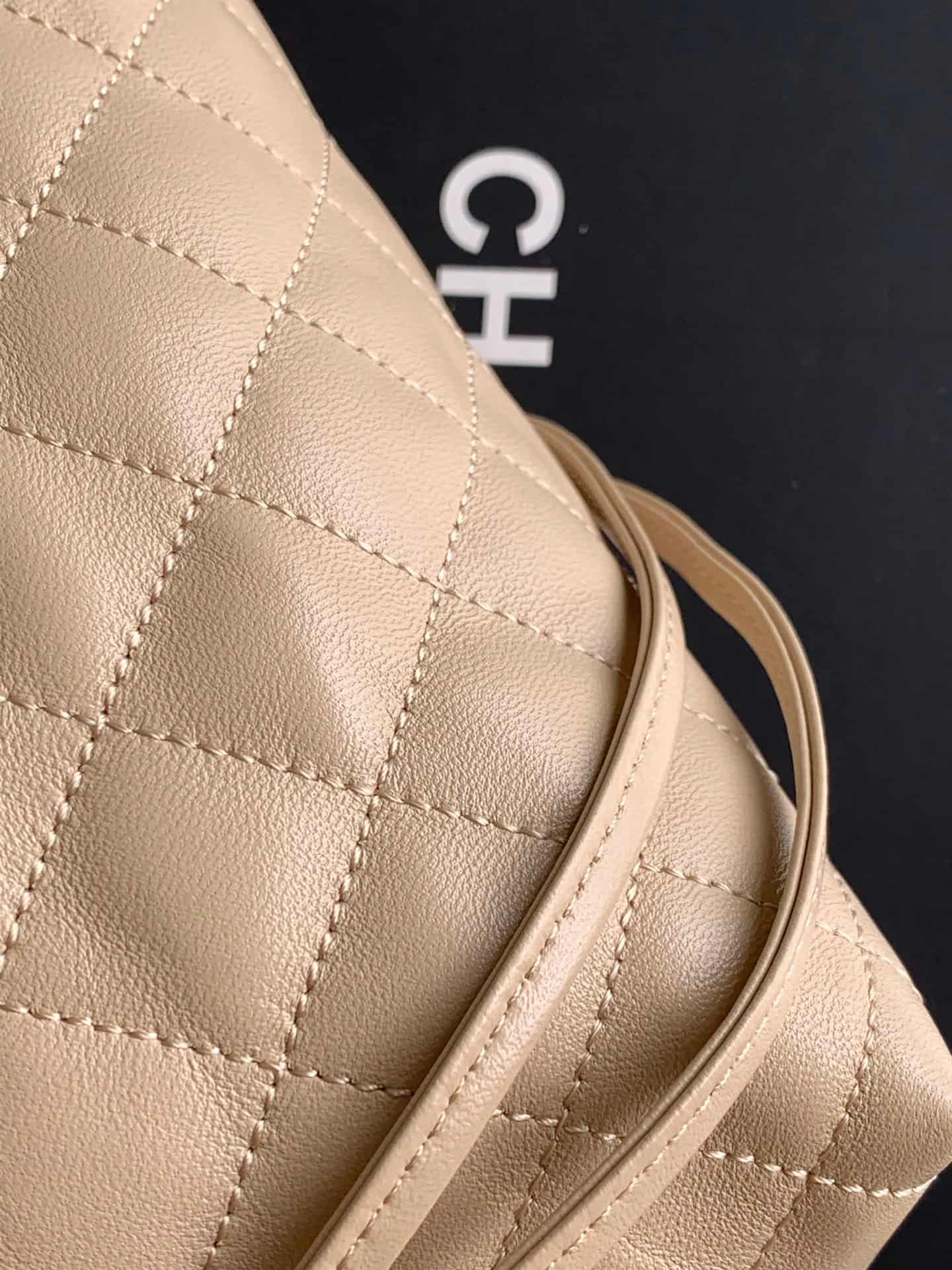 Chanel Clutch with Leather Strap Quilted Leather & Gold-tone Metal AP5227 Beige A