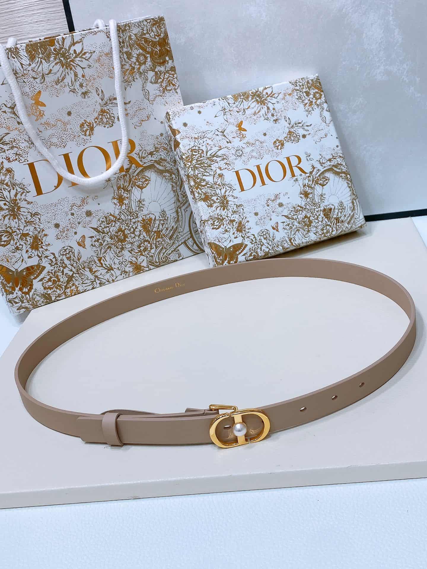 Dior Montaigne Jolie Belt 15/20MM Calfskin Gold/Silver High