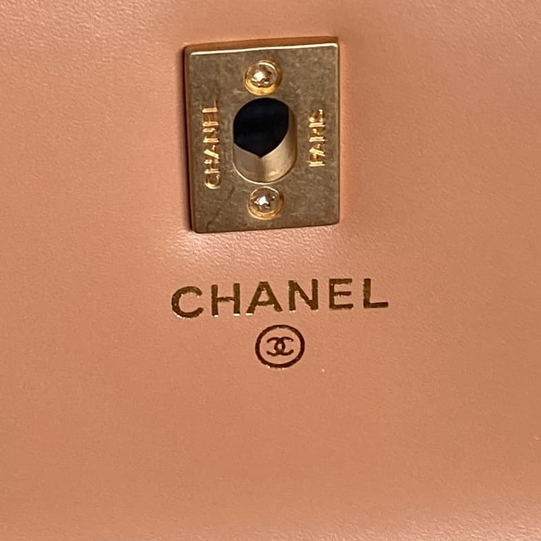 Chanel Mini Flap Bag with Top Handle Grained Shiny Calfskin & Gold-Tone Metal Tan AP4798 A