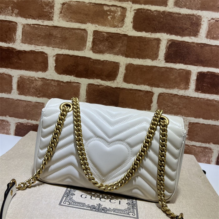 GG Marmont small matelassé shoulder bag 443497 white High
