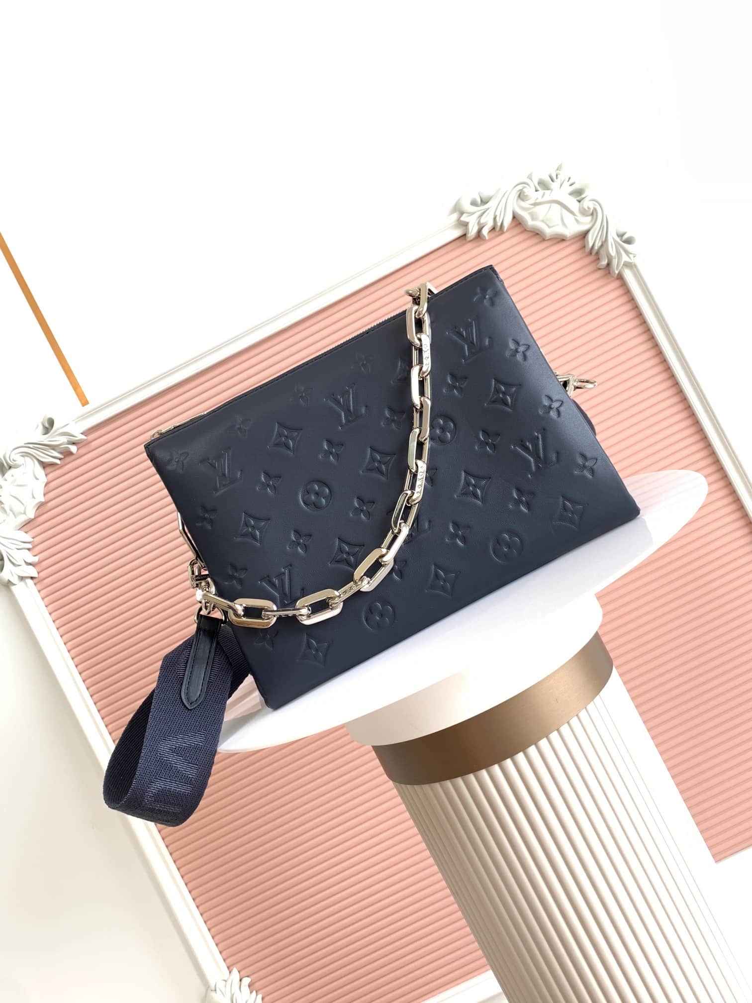 Louis Vuitton Coussin PM Marine Blue Monogram embossed puffy lambskin M21282 High
