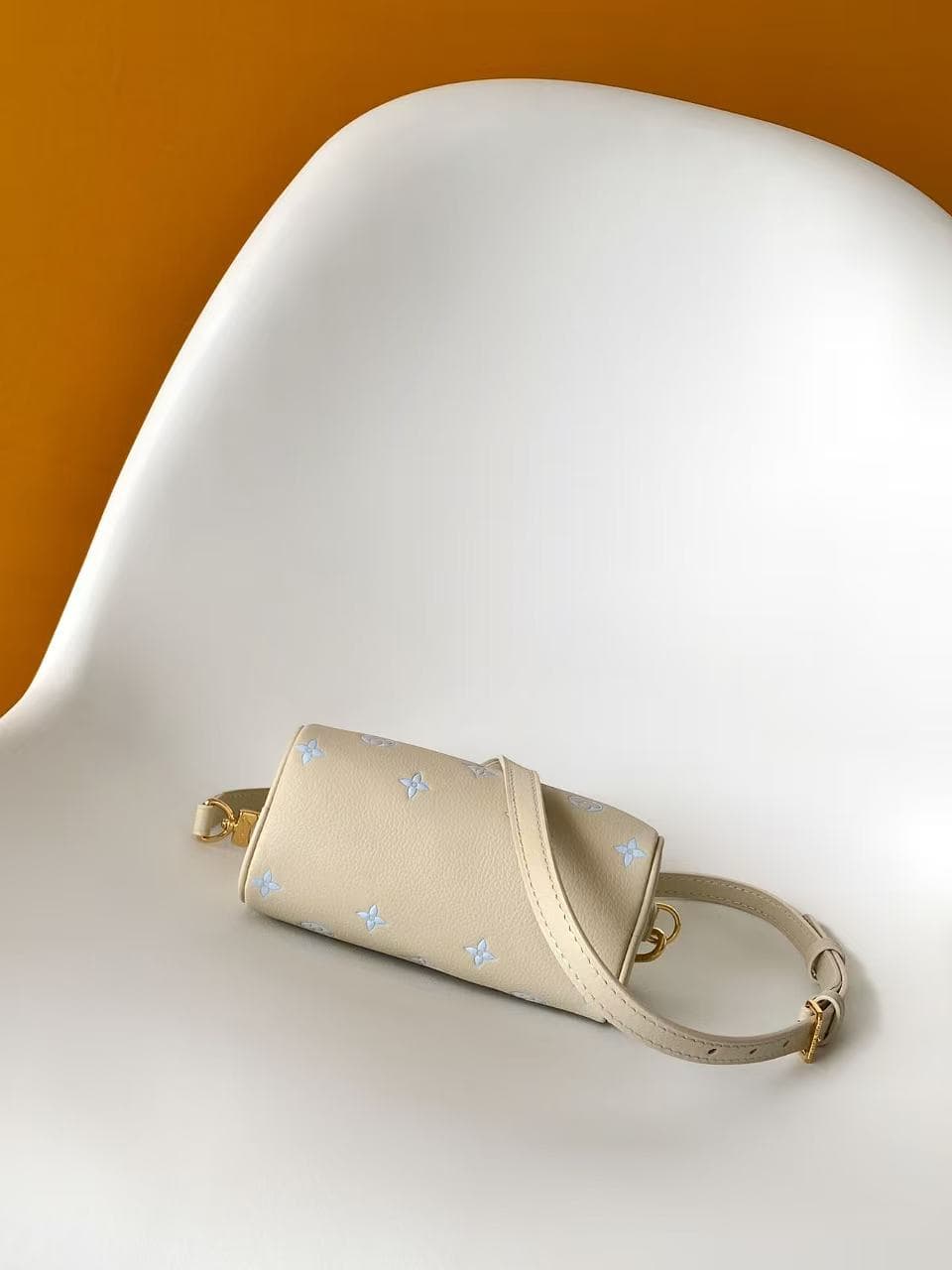 Louis Vuitton Nano Speedy Milky White/Blue Embossed grained cowhide leather M27702 High