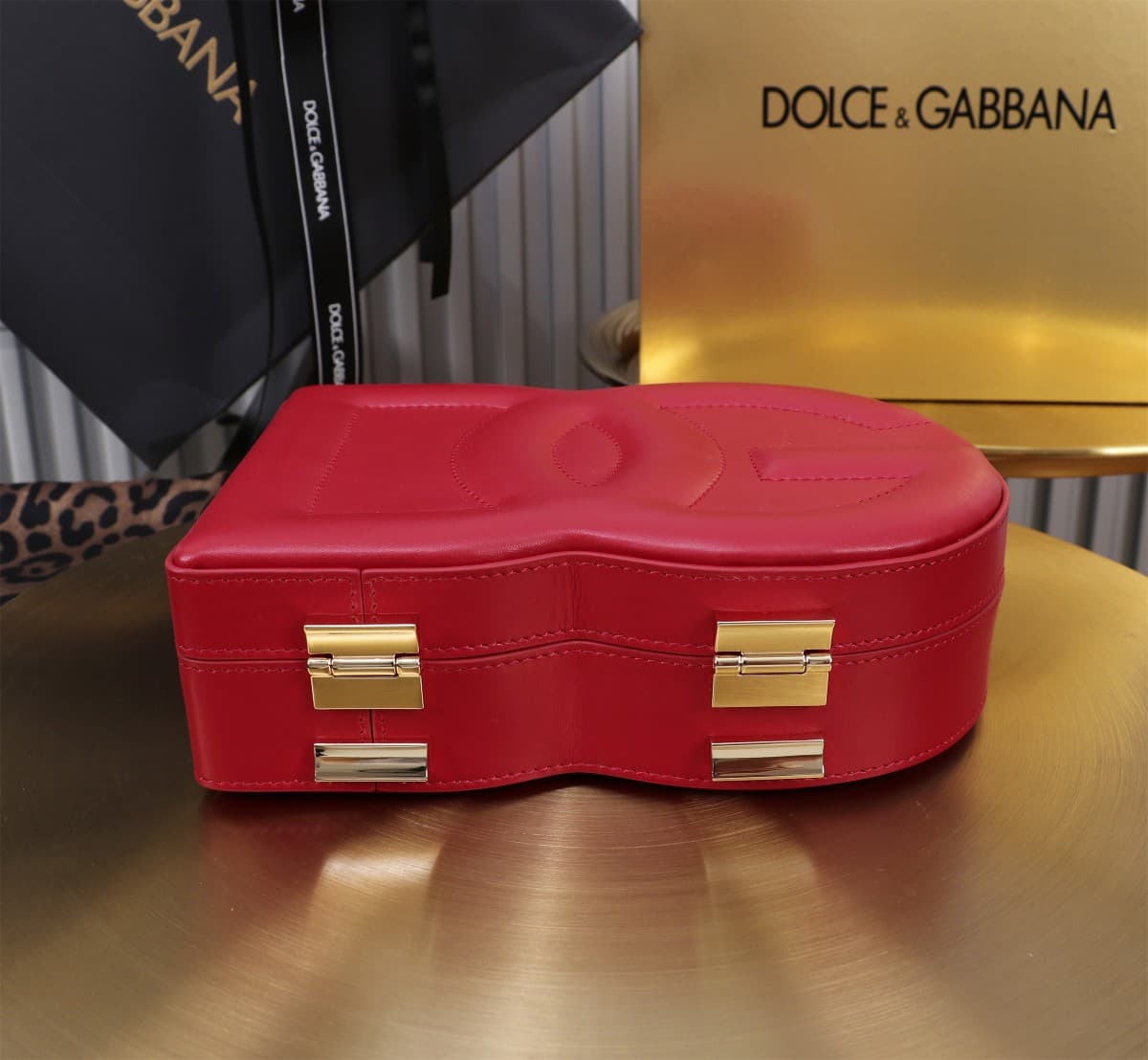 Dolce & Gabbana red leather DG Logo handbag high