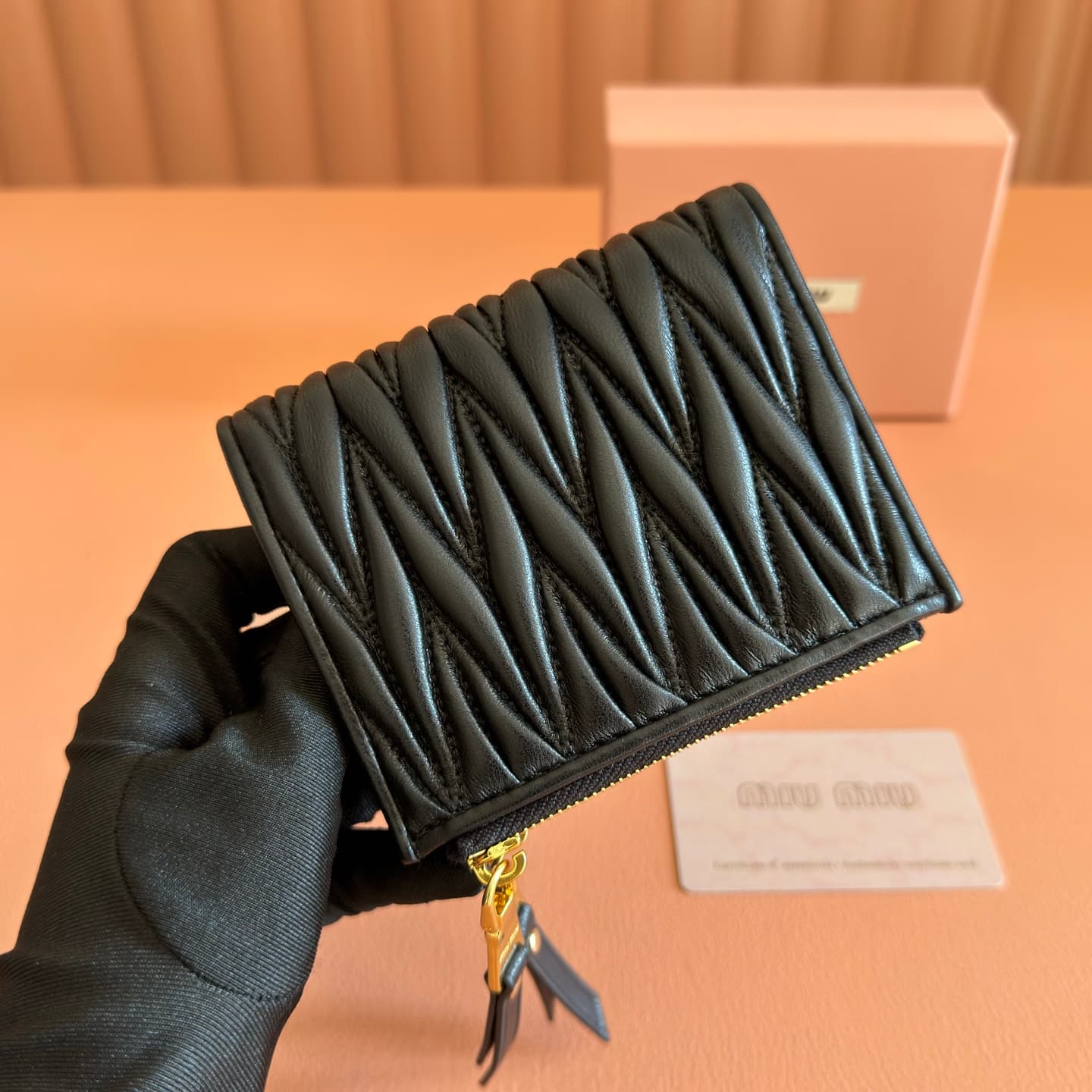Miu Miu Begonia Black Matelassé Nappa Leather Wallet 5MV017 TOP