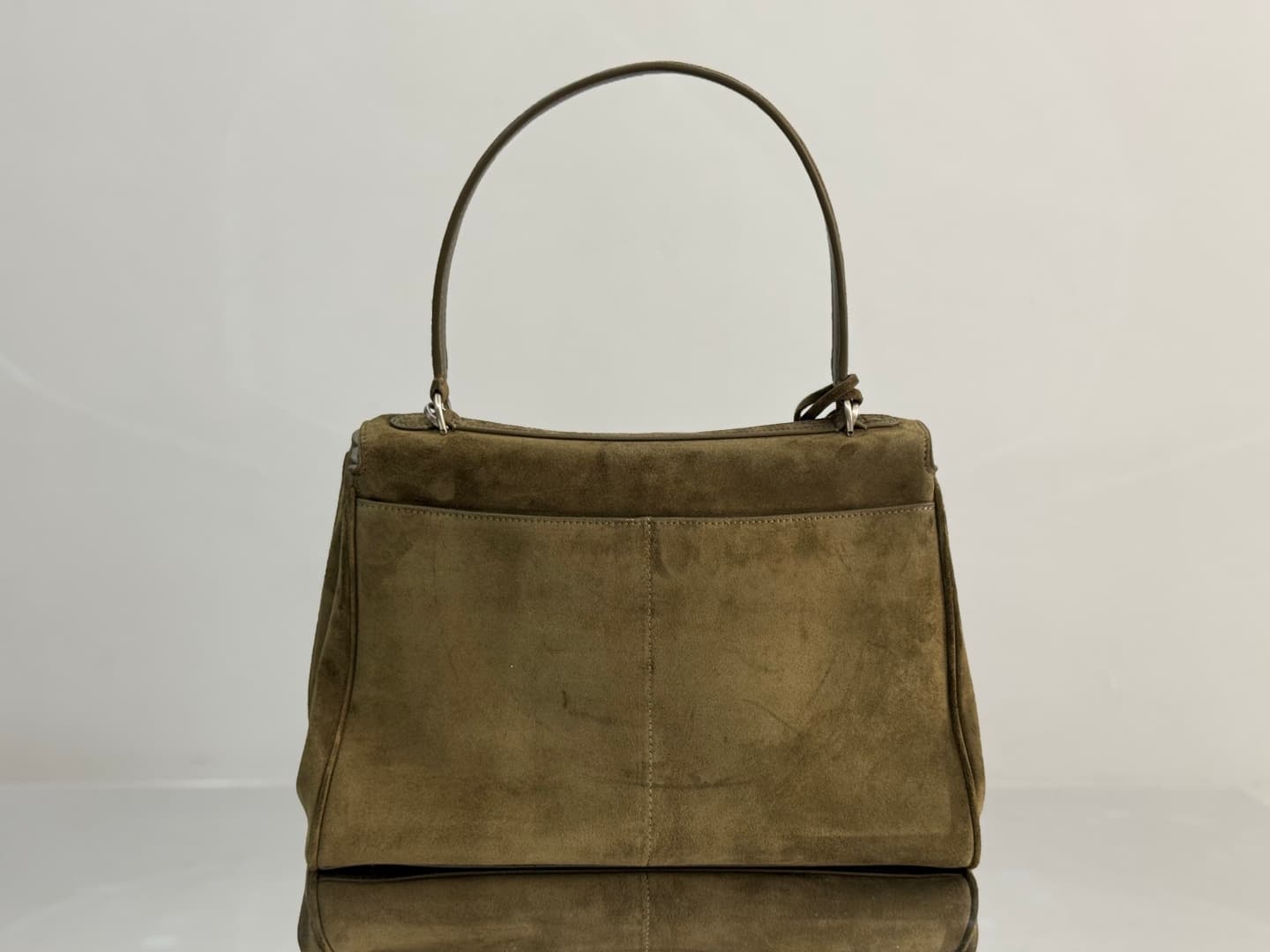 Balenciaga Rodeo Medium Bag in Khaki Waxed Suede Calfskin With Silver-Tone Metal TOP