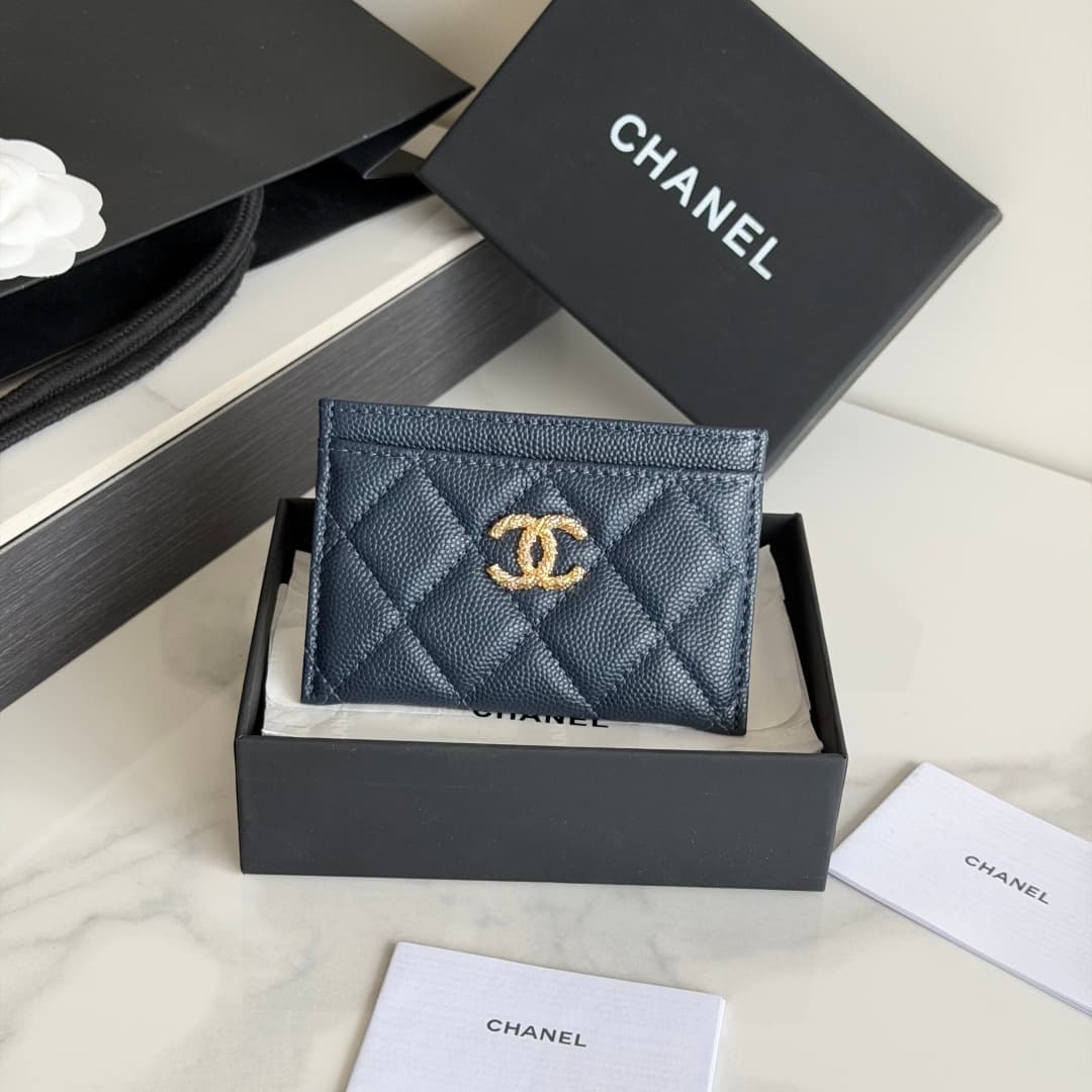 Chanel Card Holder Grained Calfskin Strass& Gold-Tone Metal AP5072 High