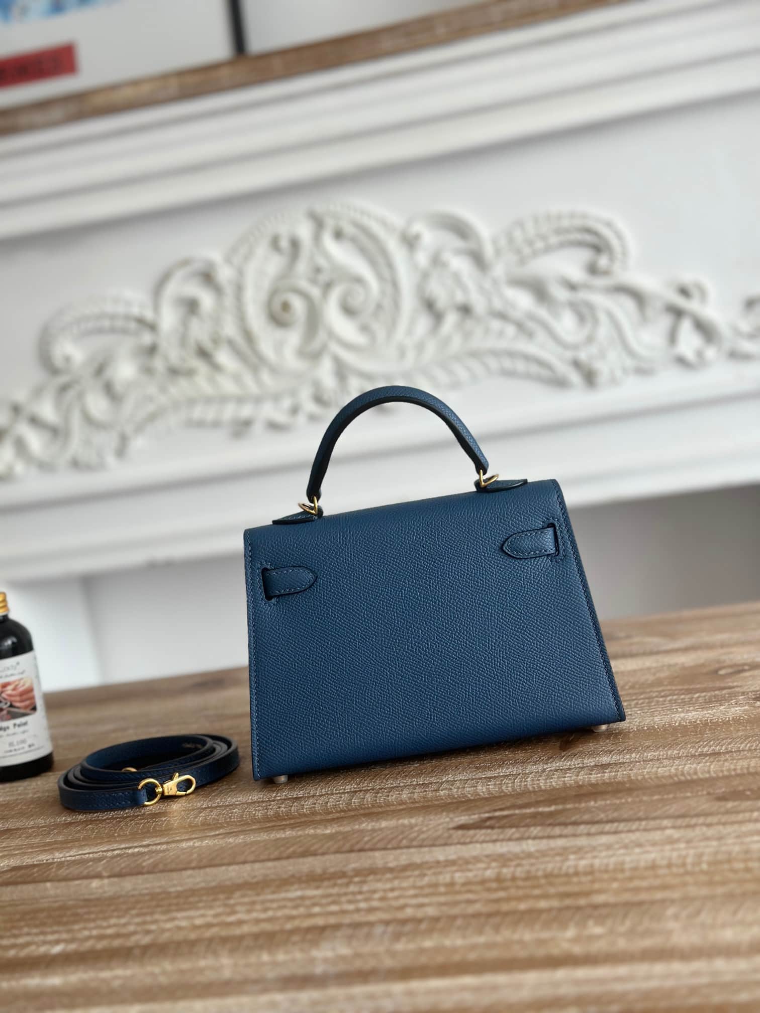 Hermes Kelly Mini II Bag Epsom Leather WAX Deep Bleu High