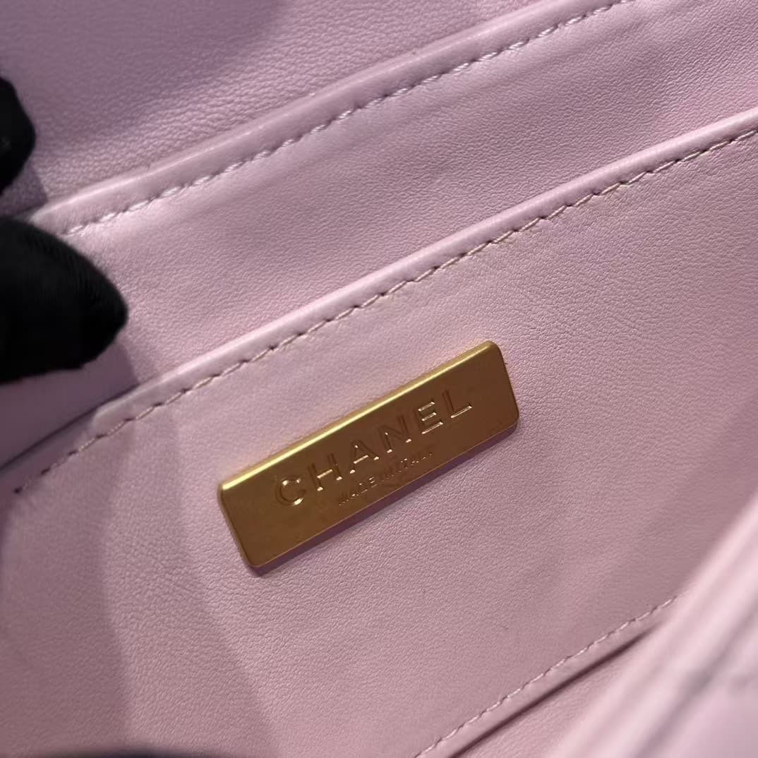 SMALL FLAP BAG WITH TOP HANDLE Lambskin Gold-Metal AS5355 Pink A