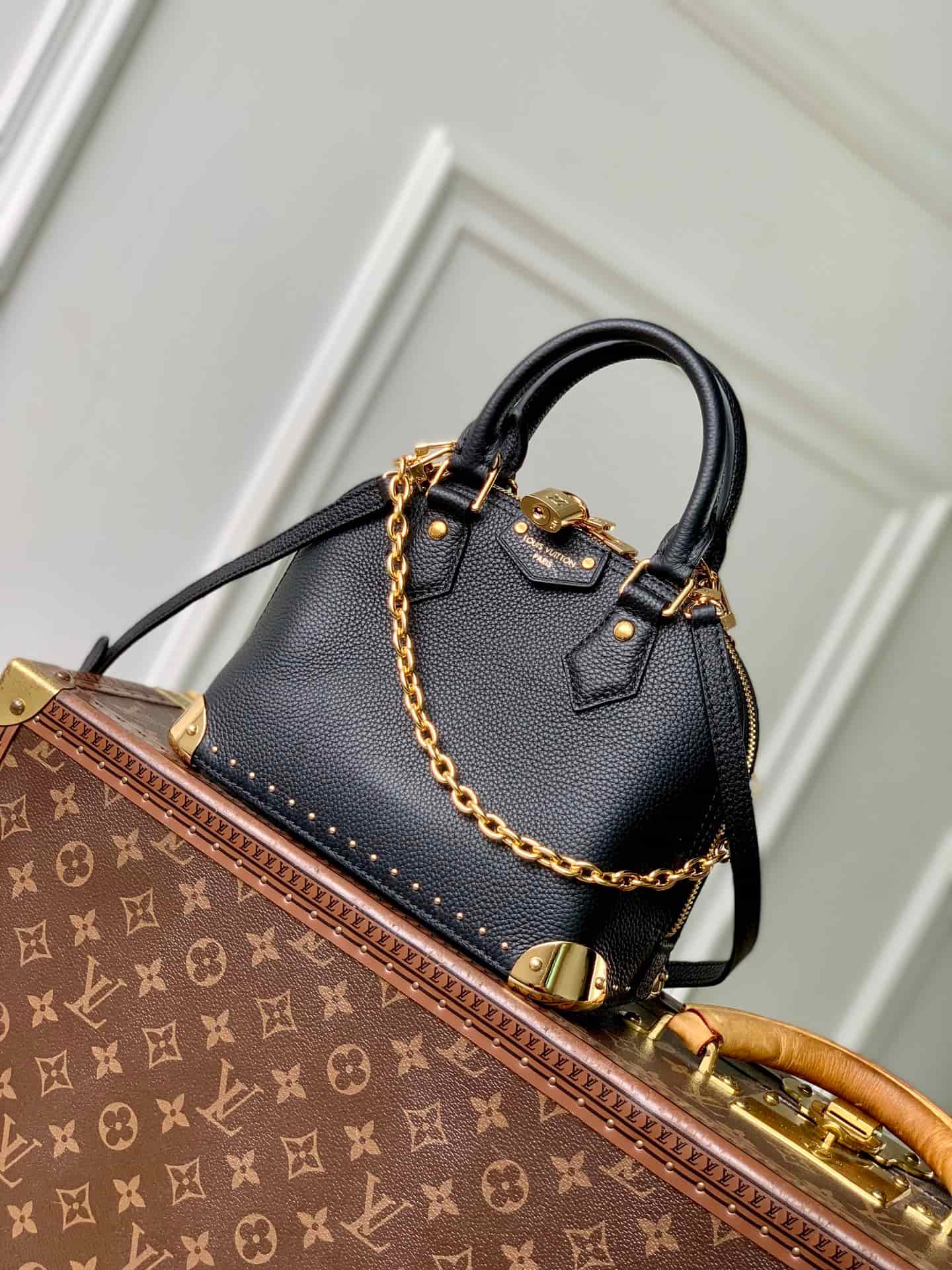 Louis Vuitton Alma Trunk BB Black Calfskin leather M29445 High