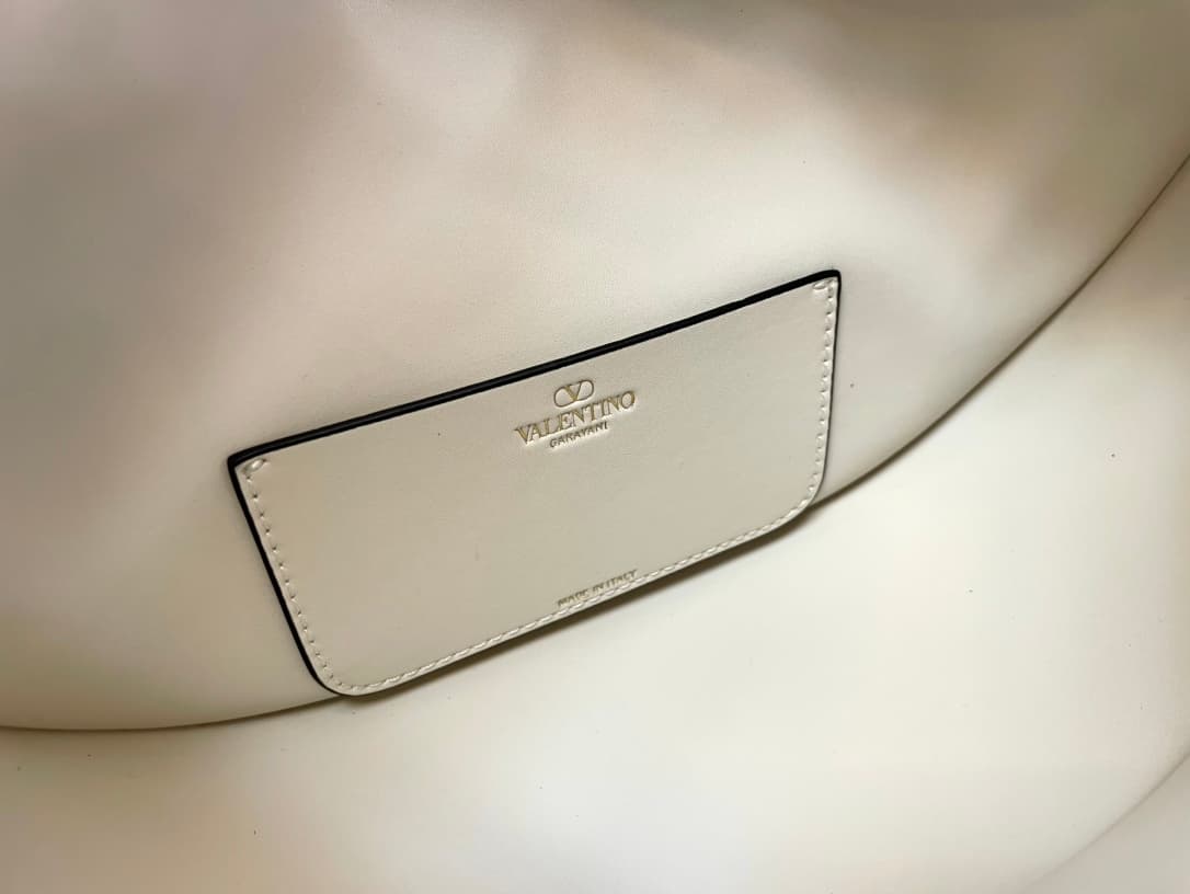 Valentino Garavani VLogo Moon small hobo bag in White grained calfskin High