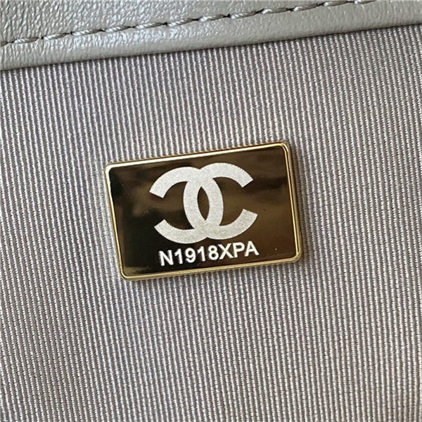 Large Chanel 19 Flap Bag Lambskin Grey Silver High