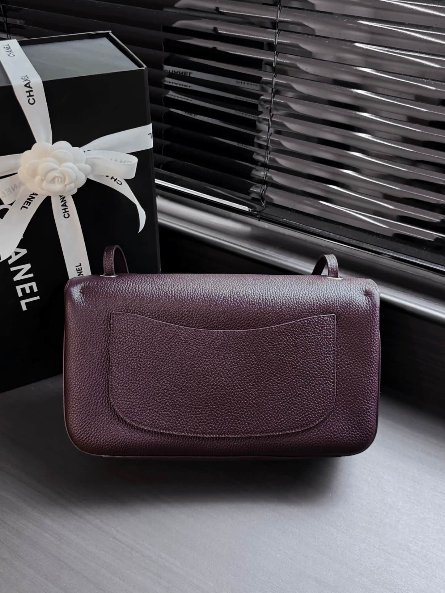 Chanel Maxi Flapbag Grained Calfskin & Silver-Tone Metal Dark Brown AS6231 A