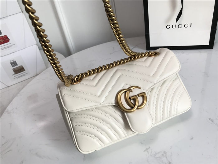 GG Marmont small matelassé shoulder bag 443497 white High