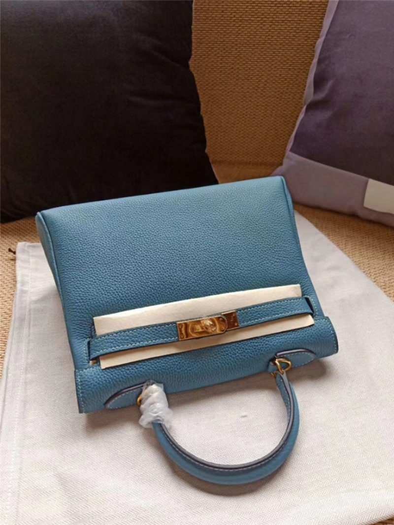 Hermes Kelly 25/28 Retourne Bag Calfskin In Bleu High