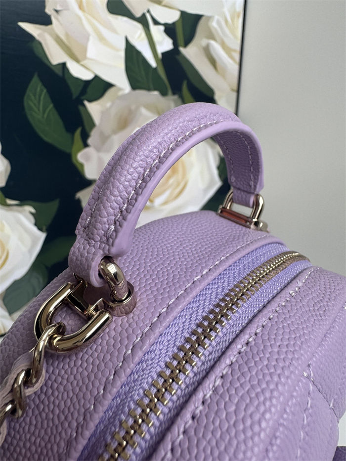 Chanel Mini Backpack Grained Calfskin Gold-Tone Metal AP3753 Purple A
