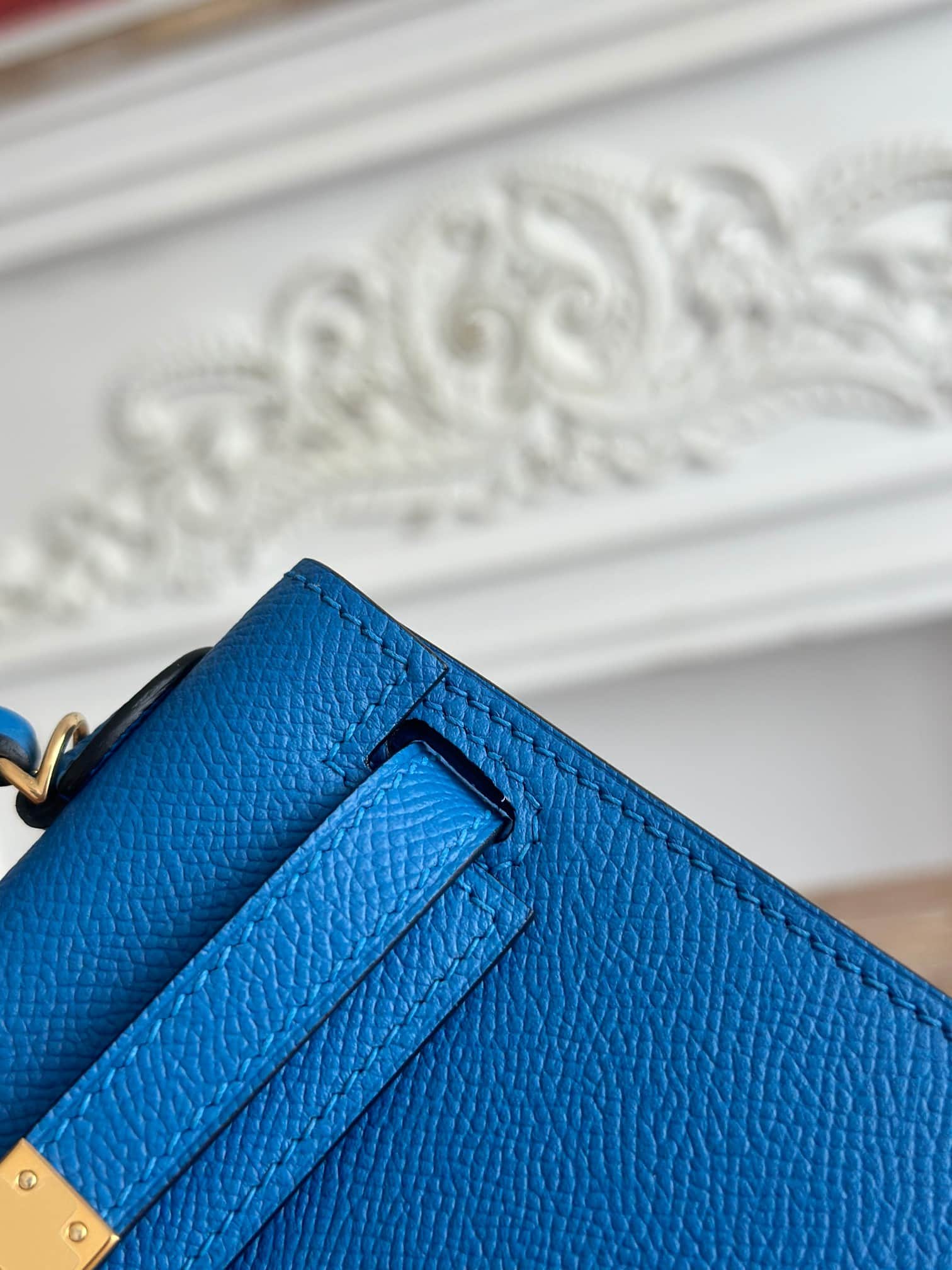 Hermes Kelly Mini II Bag Epsom Leather WAX Bleu Hydra High