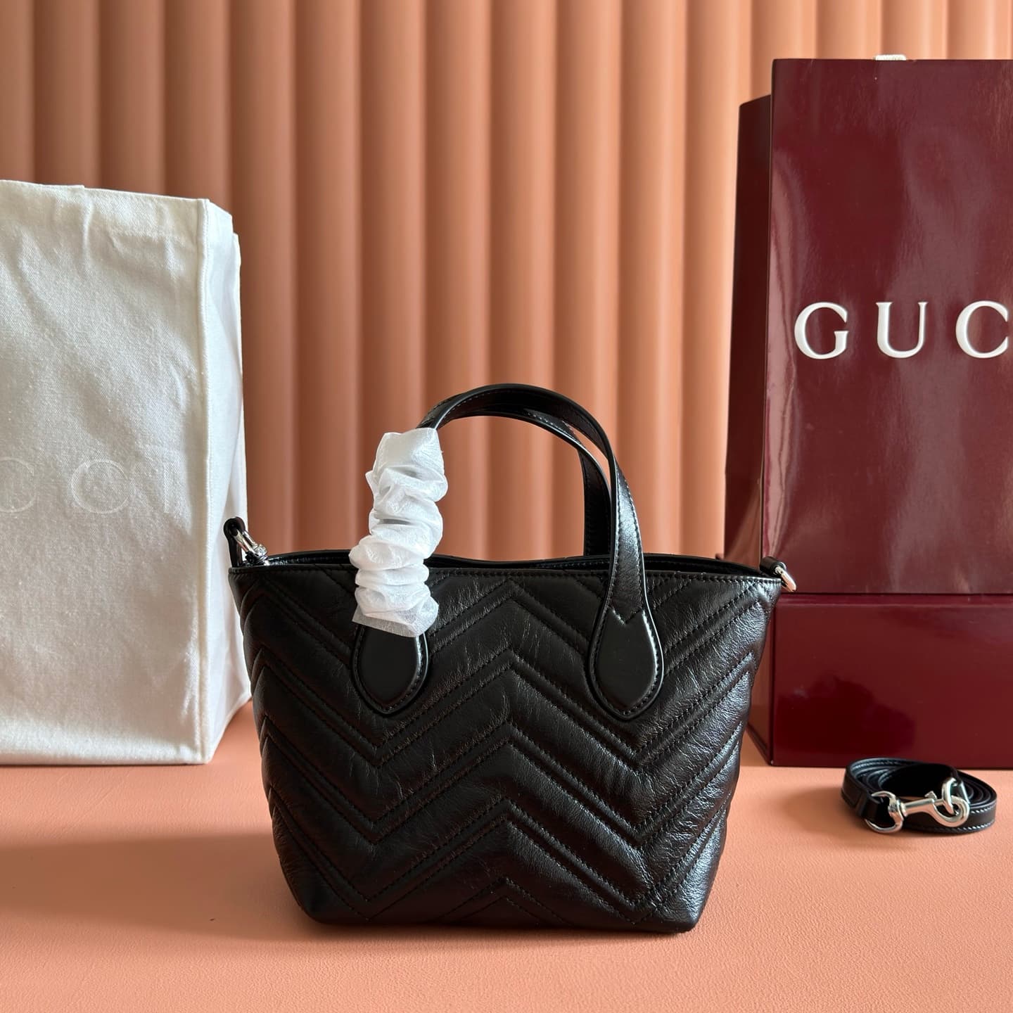 Gucci GG Marmont Small tote bag black leather ‎855391 High