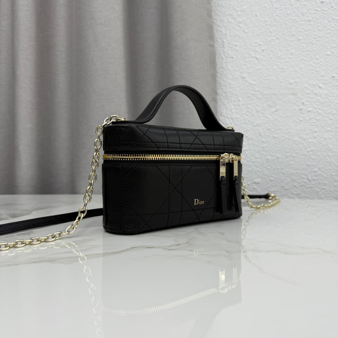 Dior Trianon Soft Vanity Bag Black Lambskin S4613 High
