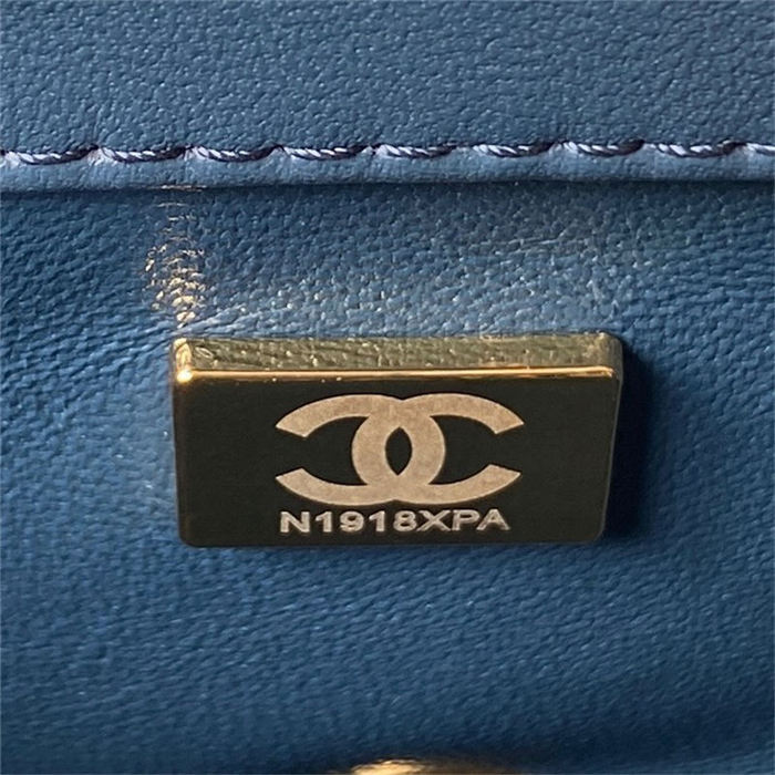 Chanel SUPERMINI FLAP BAG AS4040 Lambskin & Gold-Tone Metal Blue-Navy A