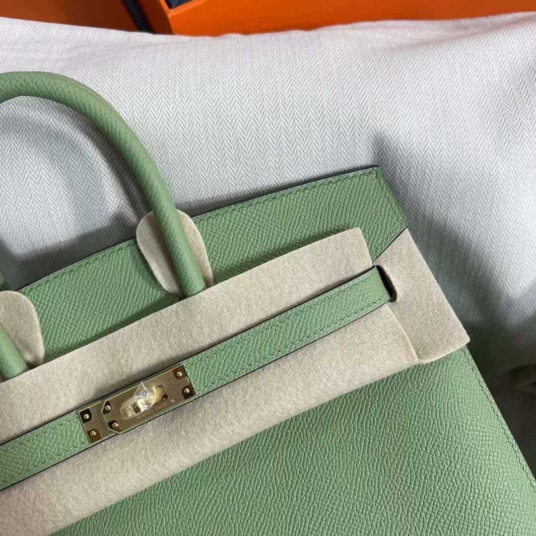 Hermes Birkin Sellier Bag 25/30cm Epsom Leather WAX Vert Criquet High