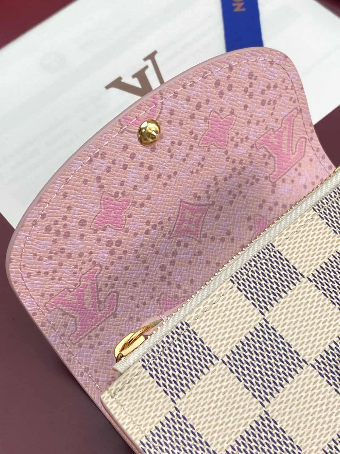Louis Vuitton Rosalie Coin Purse Damier Azur/Light Bliss/Cream Coated canvas N40949 High