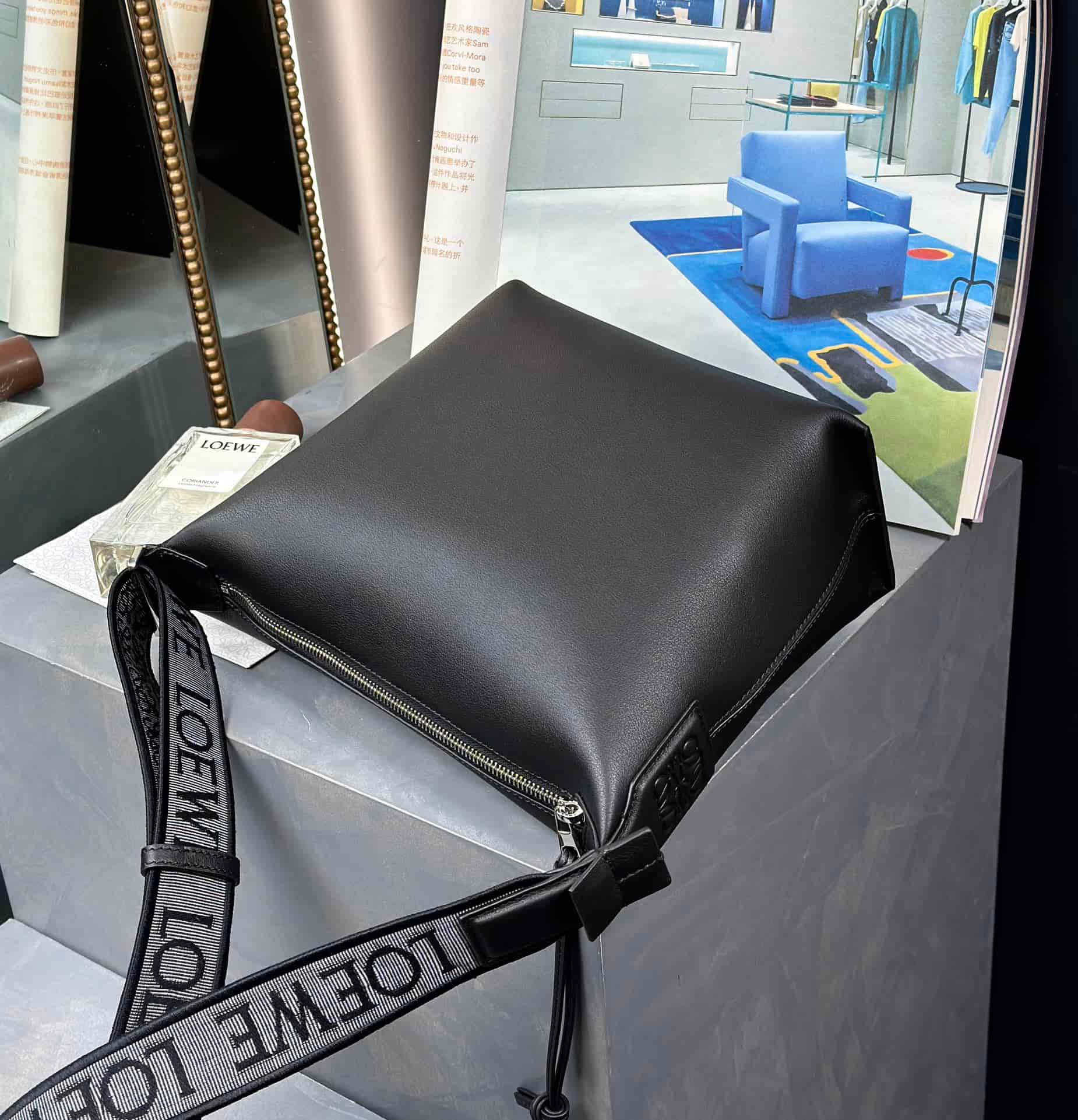 Loewe Small Cubi Crossbody Bag in Black Calfskin High