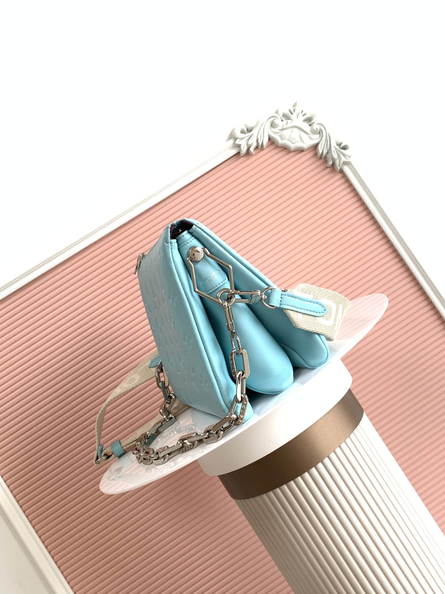 Louis Vuitton Coussin PM Hazy Blue Monogram-embossed puffy lambskin M21197 High