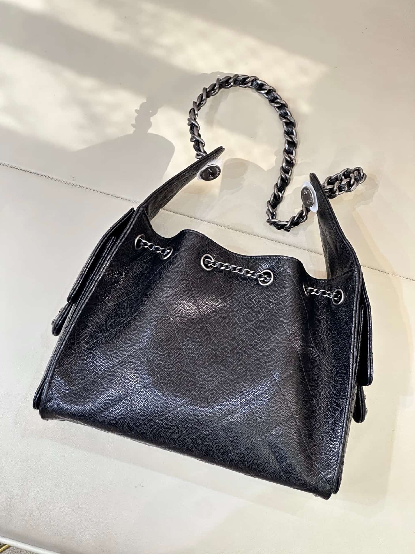 Chanel 25 Small Hobo handbag AS5293 Grained Calfskin & Silver-tone Metal Black TOP