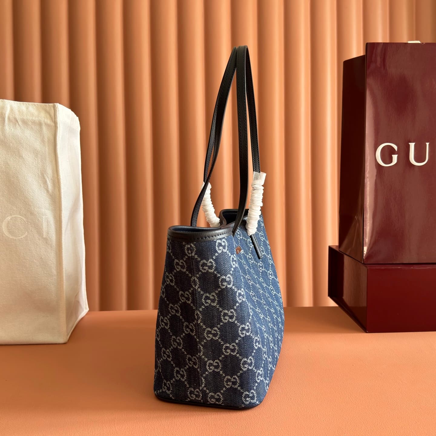 Gucci Tribeca small tote bag dark blue GG denim 875236 High