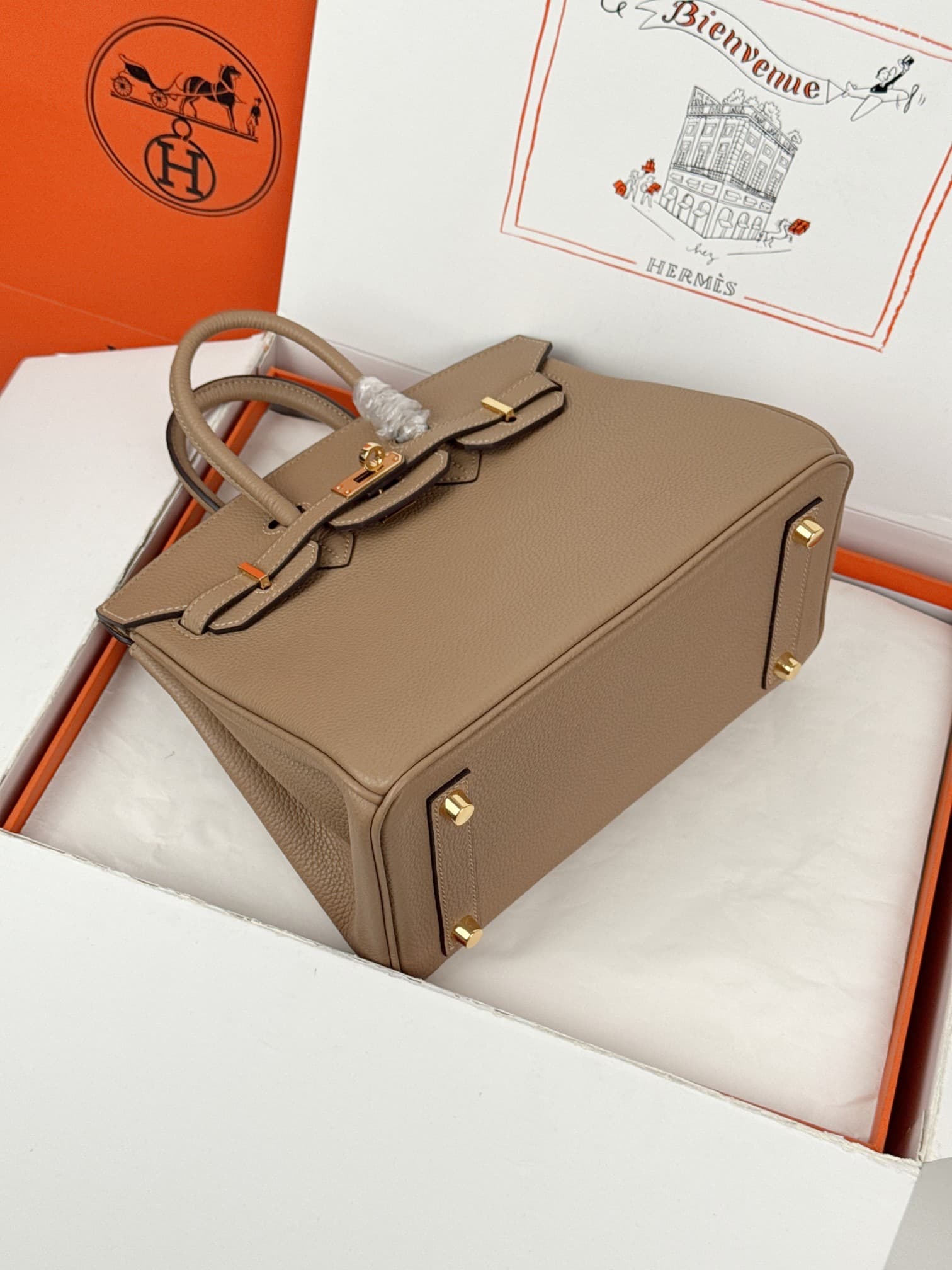 Hermes Birkin 25/30 Bag Togo Calfskin Leather Chai High