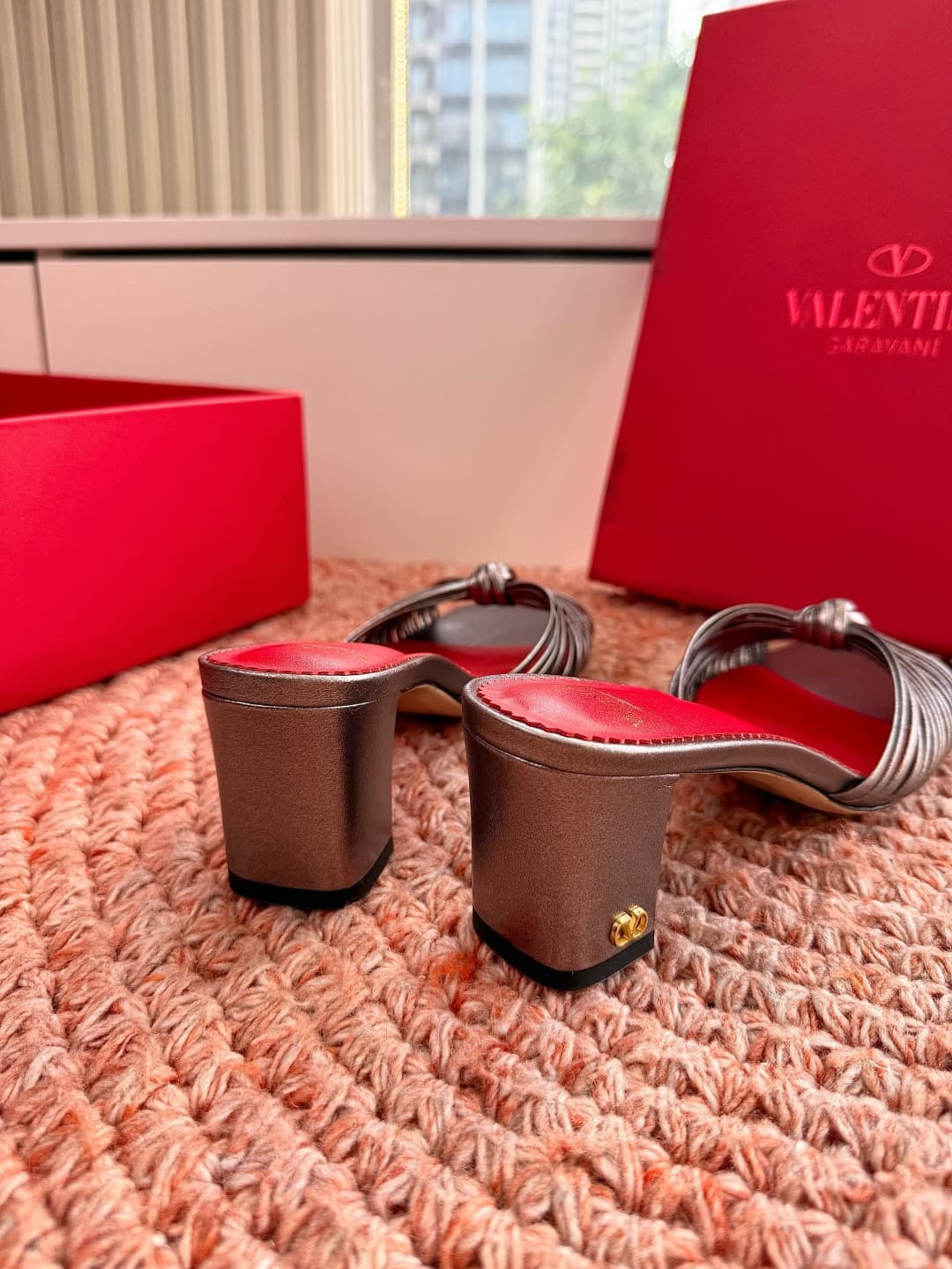 Valentino Garavani Annet Metallic Leather Sandal Shoes Women