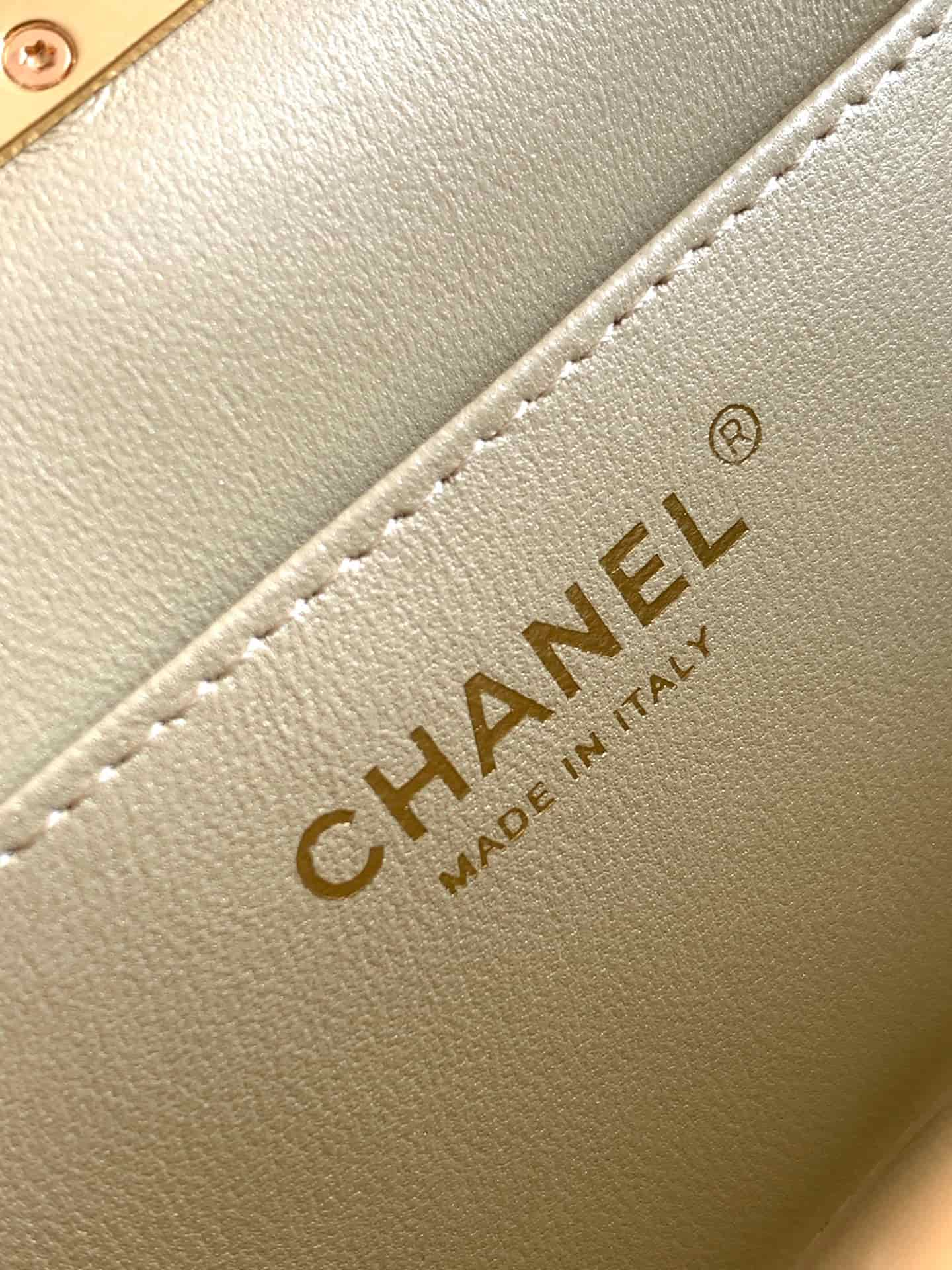 Chanel Pearly Lambskin Imitation Pearls & Gold-Tone Metal Champagne Gold AS5912 A