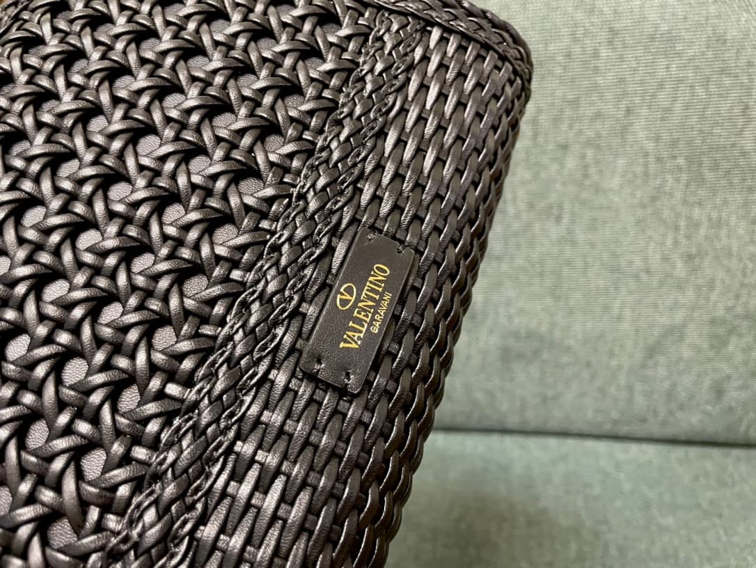 Valentino Garavani VSLING Mini Metallic Woven Top-Handle Bag Black High