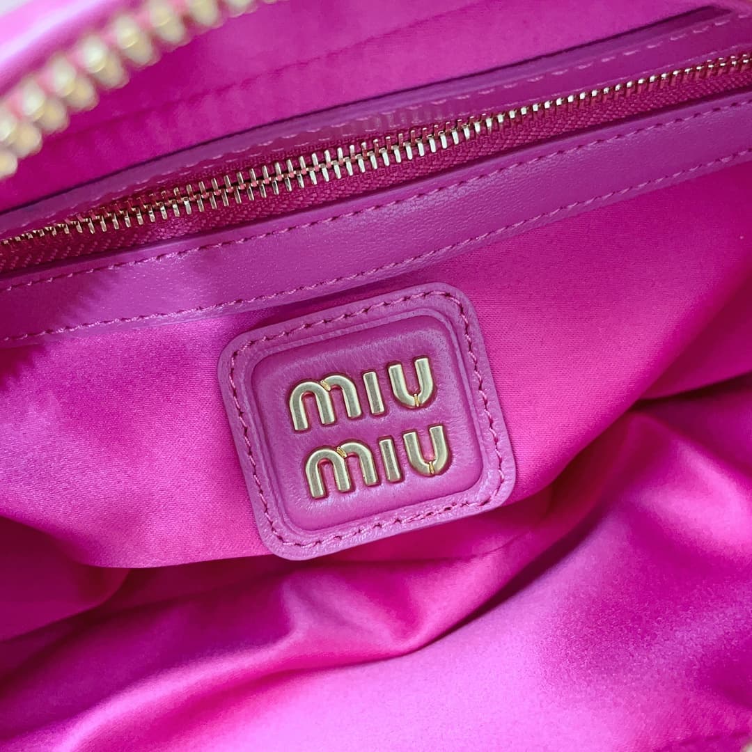 Miu Miu Arcadie matelassé nappa leather bag 5BB142 Rose red High
