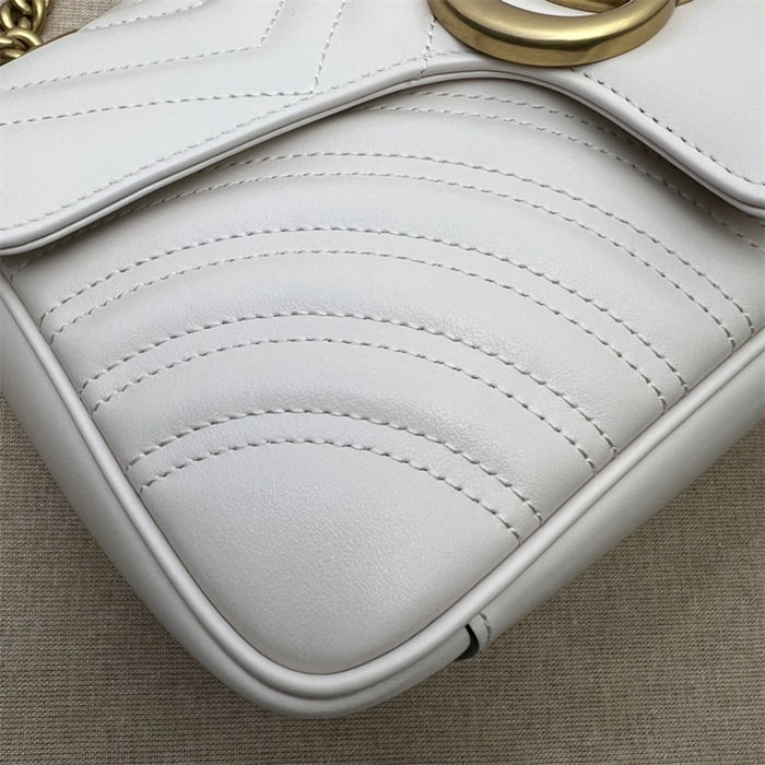 GG Marmont small matelassé shoulder bag 443497 white High