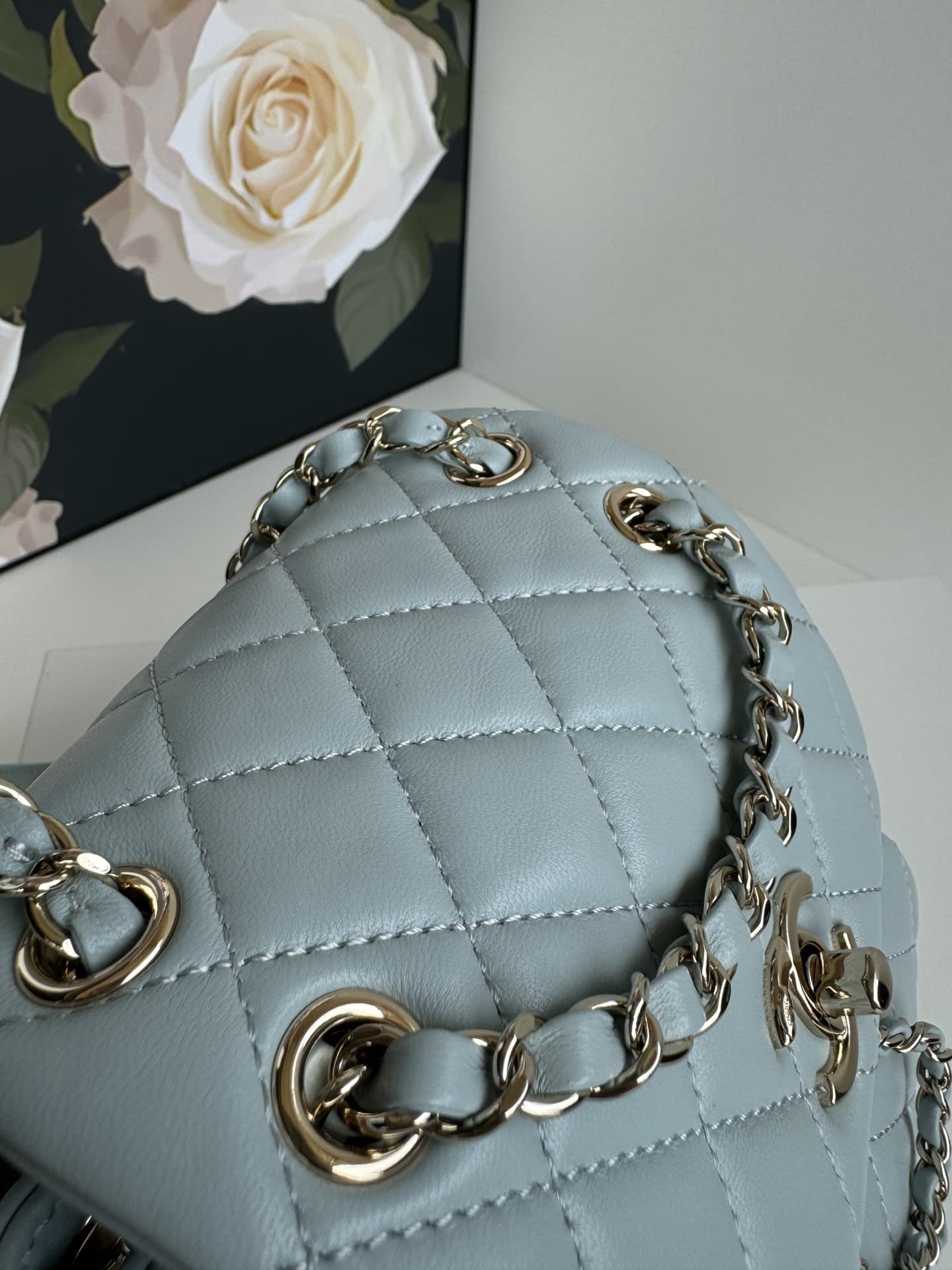 Chanel Small Quilted Duma Backpack Lambskin AS2908 Blue High