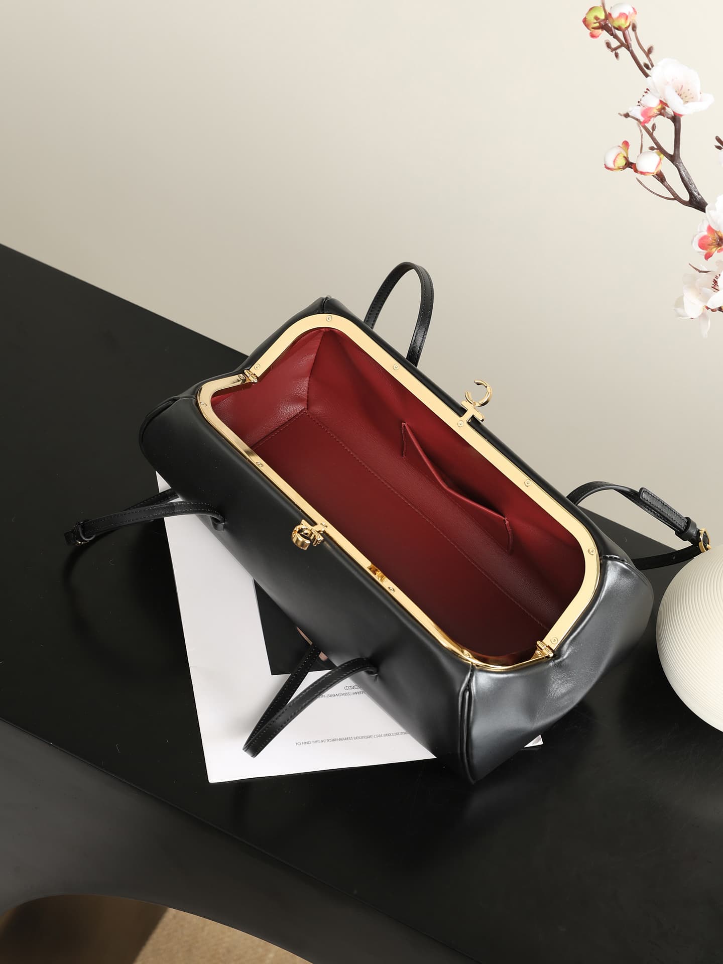 Chanel Shiny Calfskin Coco Bowling Bag & Gold-Tone Metal 6434 A