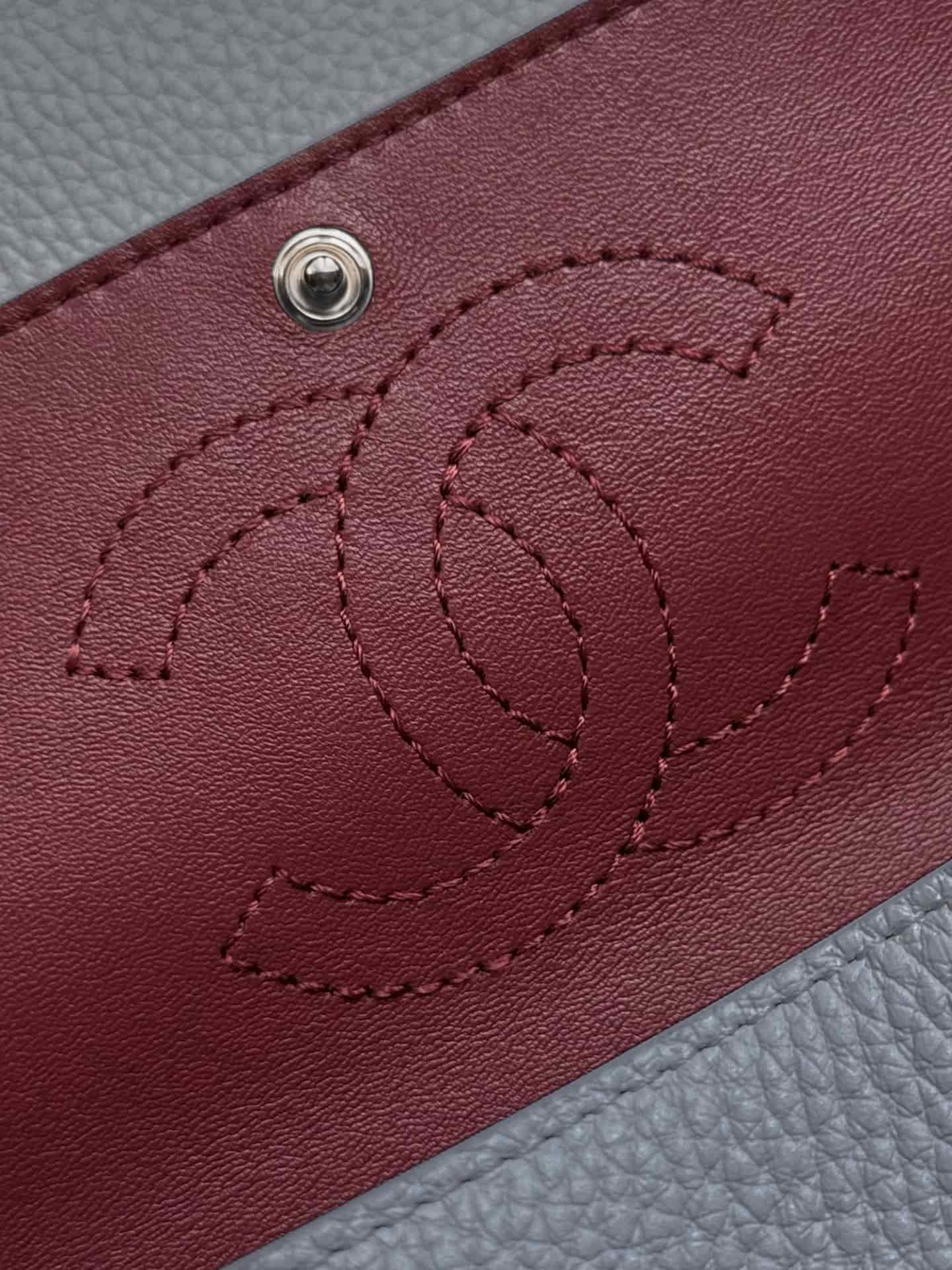 CHANEL Mini flap bag Grained Calfskin&Silver-tone metal Grey AS6573 A