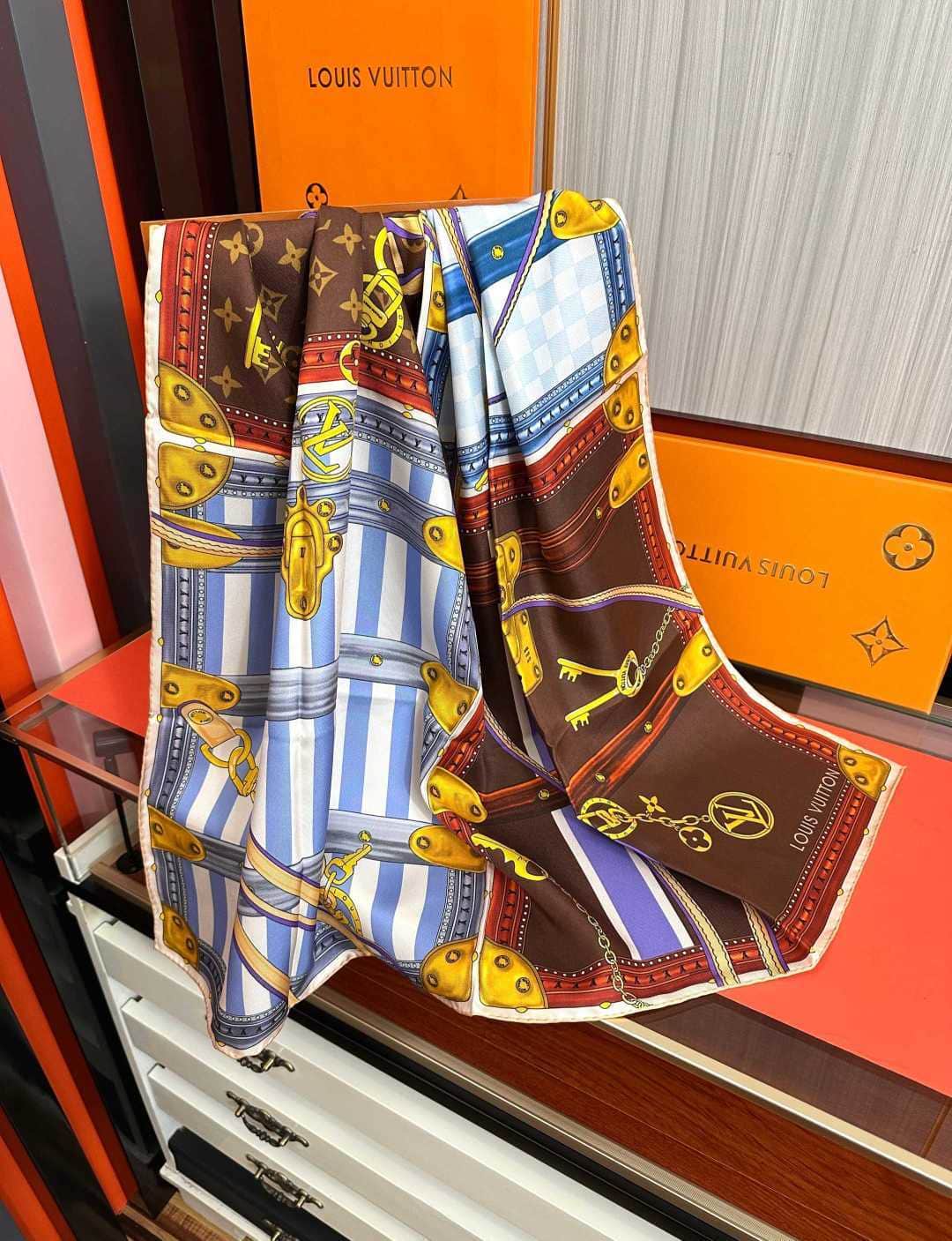 Louis Vuitton Strap and Trunk Square 90 scarf