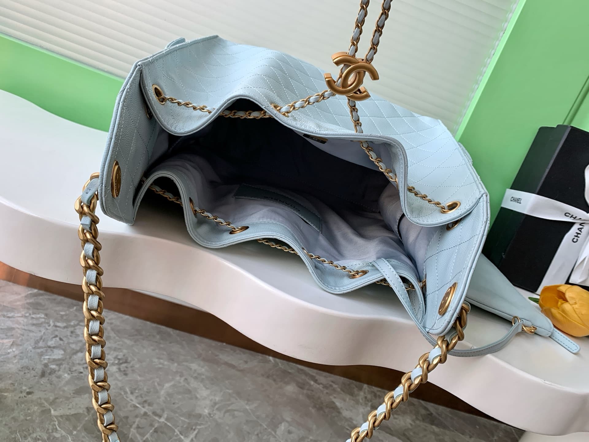Chanel 25 Medium Hobo Medium handbag AS5311 Grained Calfskin & Gold-tone Metal Light Blue A