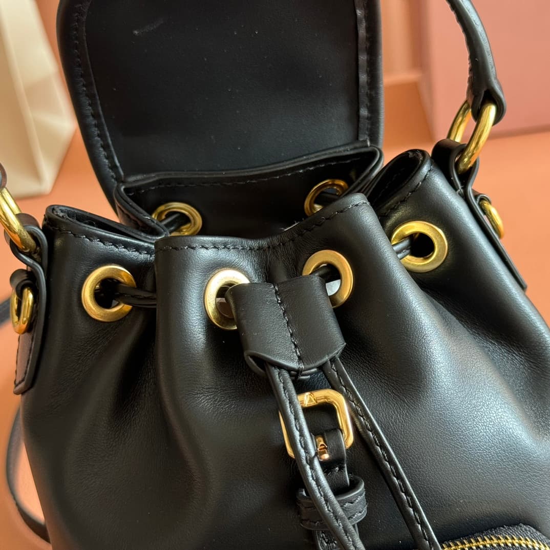 Miu Miu Calfskin Leather backpack Black 5BZ045 High