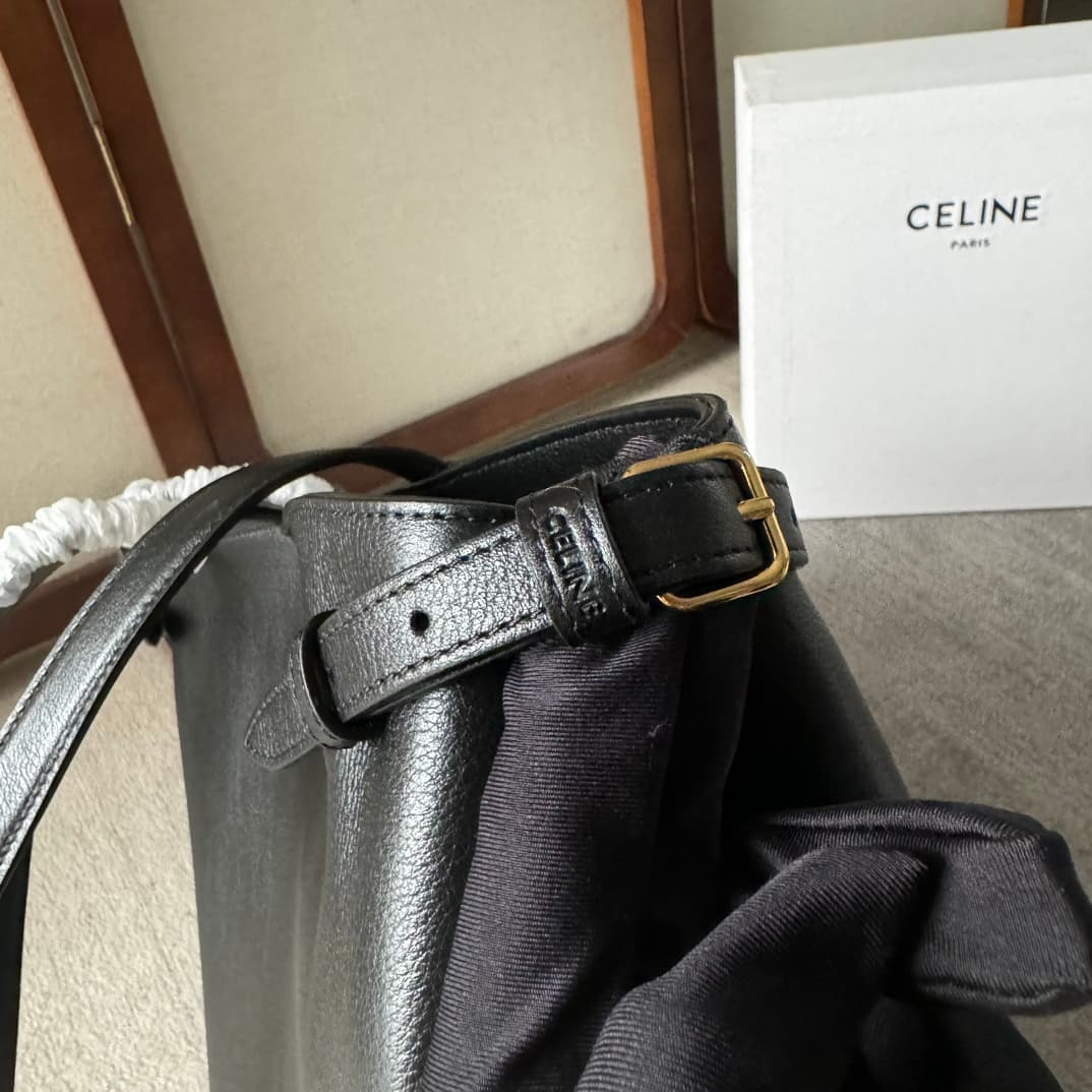 Celine Cabas Anais Tote Bag in Black Grained Calfskin High
