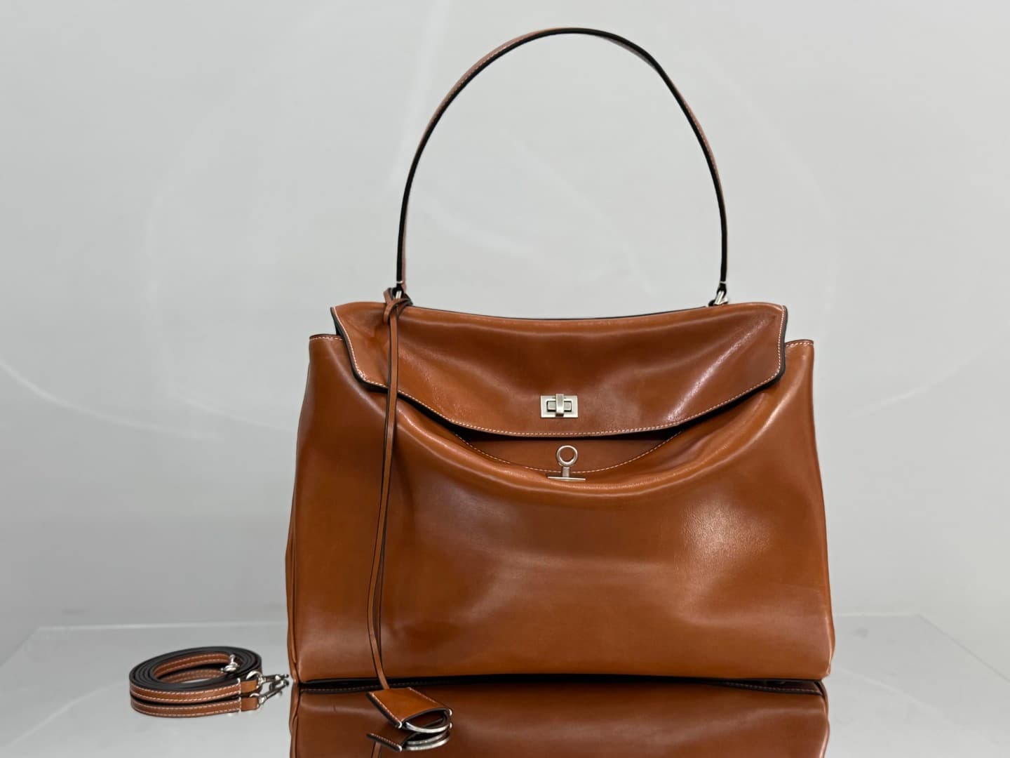 Balenciaga Rodeo Large Bag in Tan Leather With Silver-Tone Metal TOP