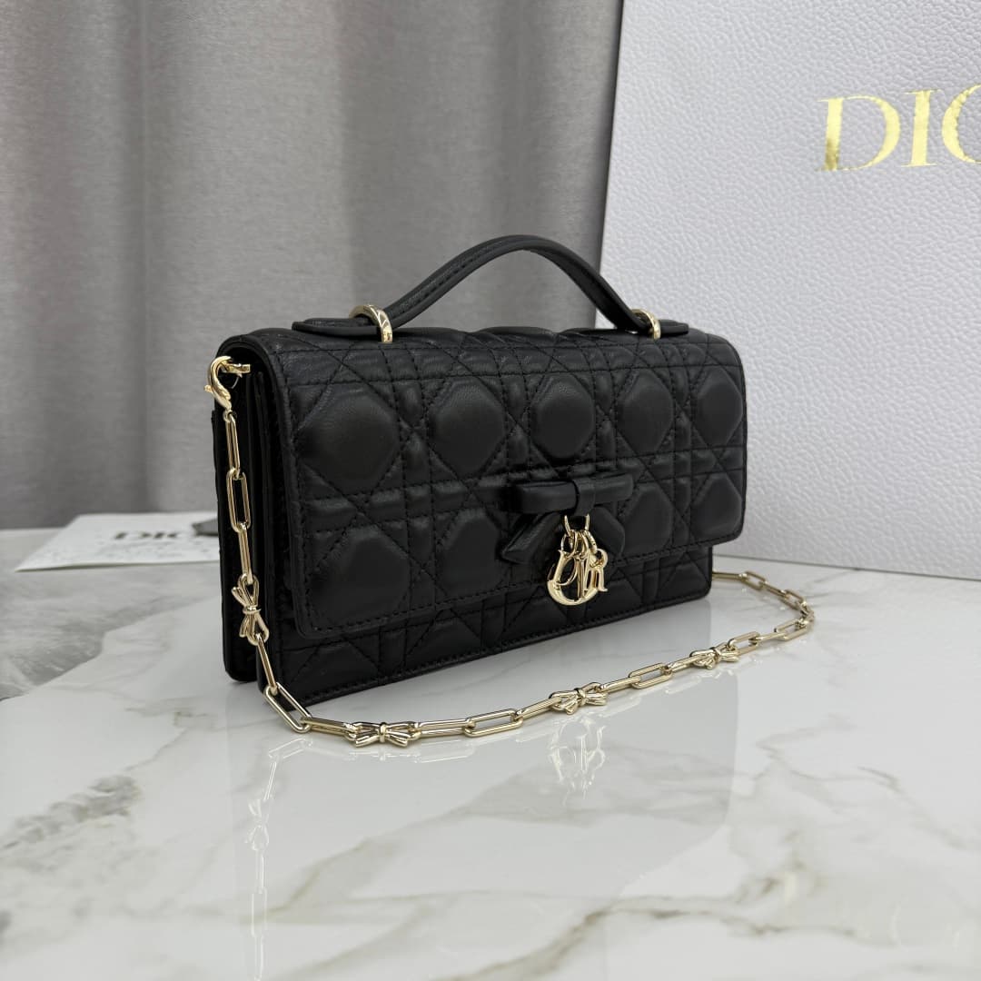 My Dior Mini Bag Cannage Lambskin In Black With Leather Bow High