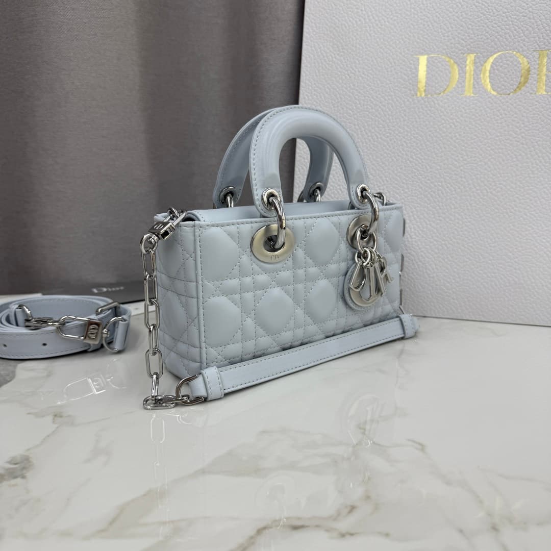 Dior Lady D-Joy Bag Ice Blue Cannage Lambskin M0636 High