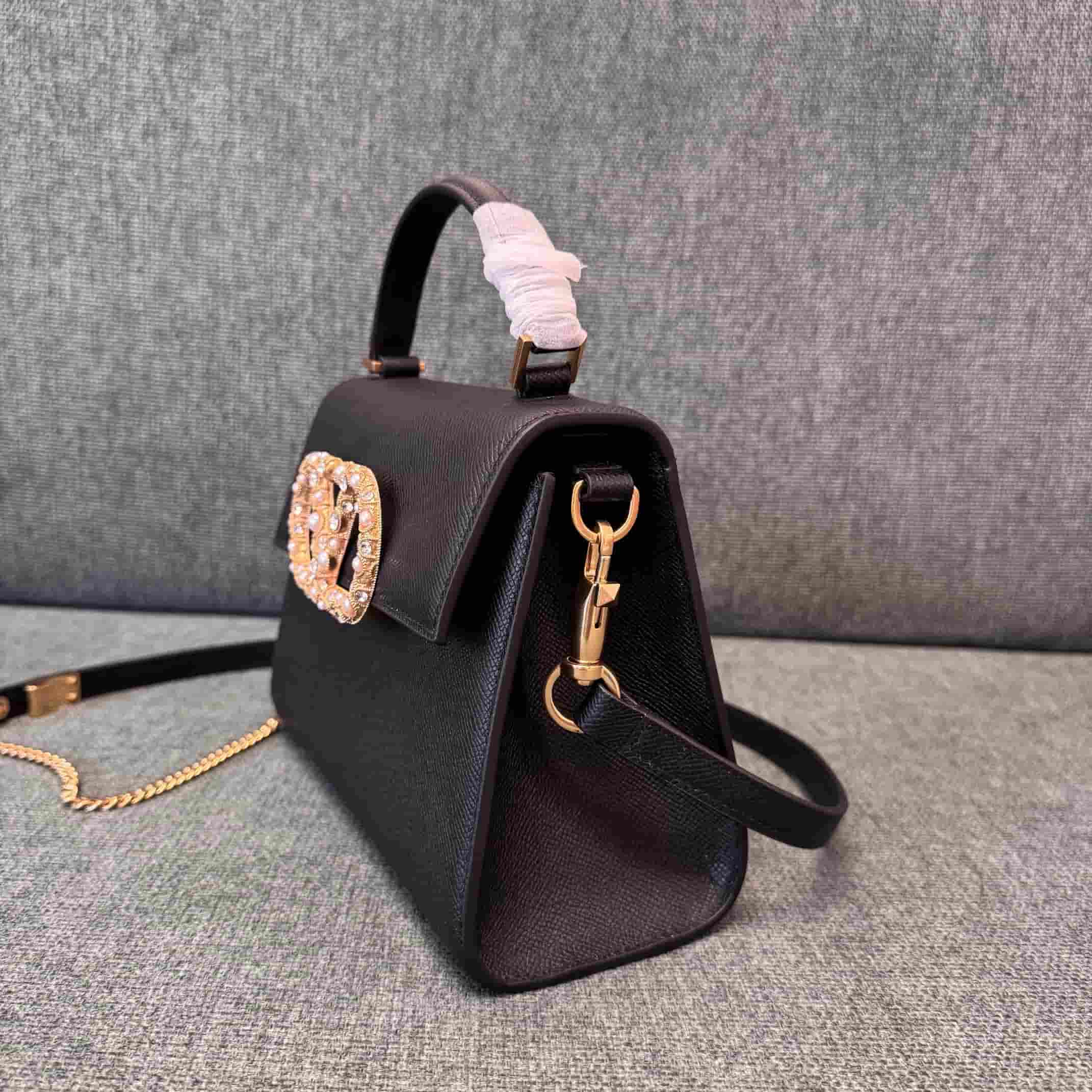 Valentino Garavani Vsling Mini Handbag In Grainy Calfskin With Jewel Logo High