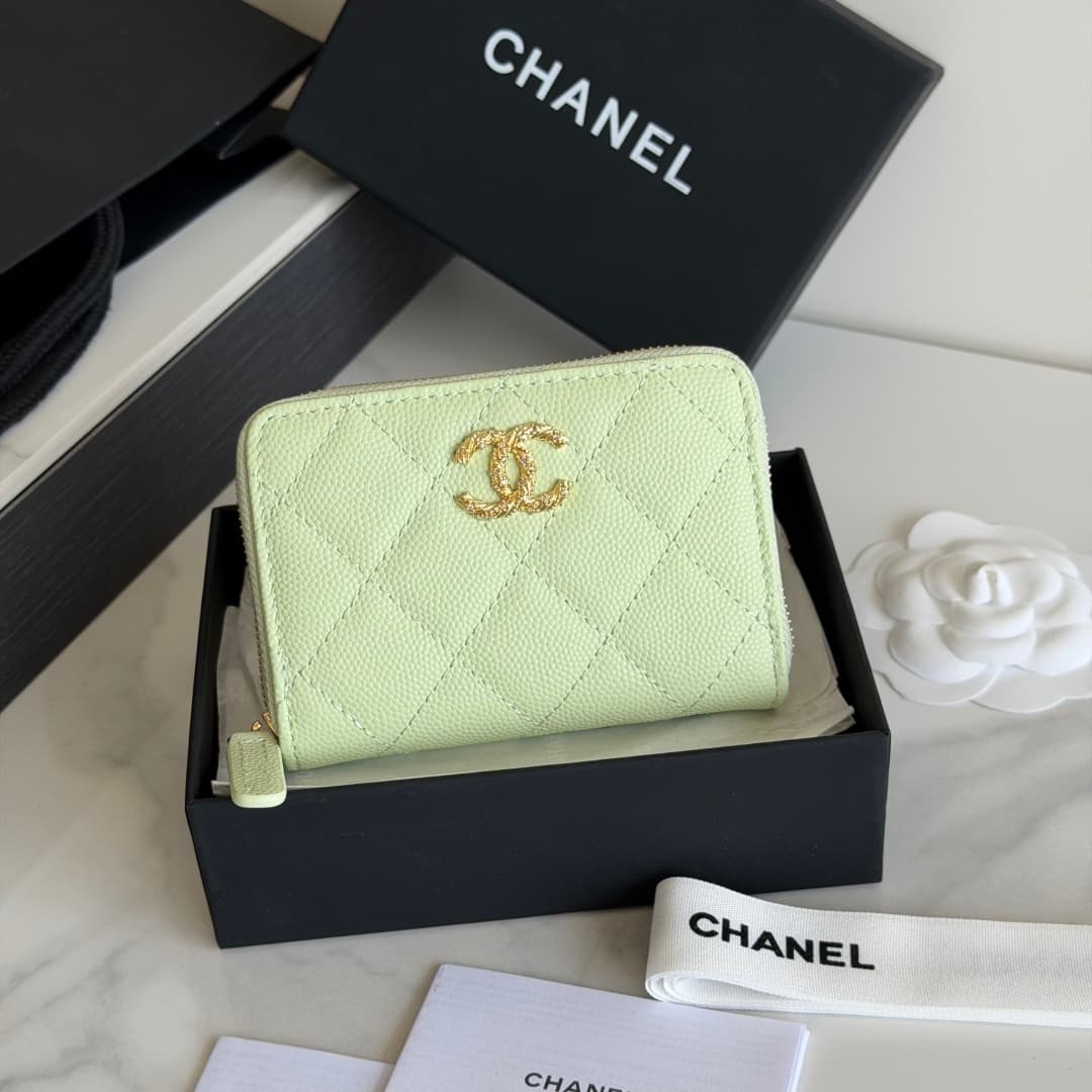 Chanel Coin Purse Shiny Grained Calfskin Strass & Gold-Tone Metal AP5078 High