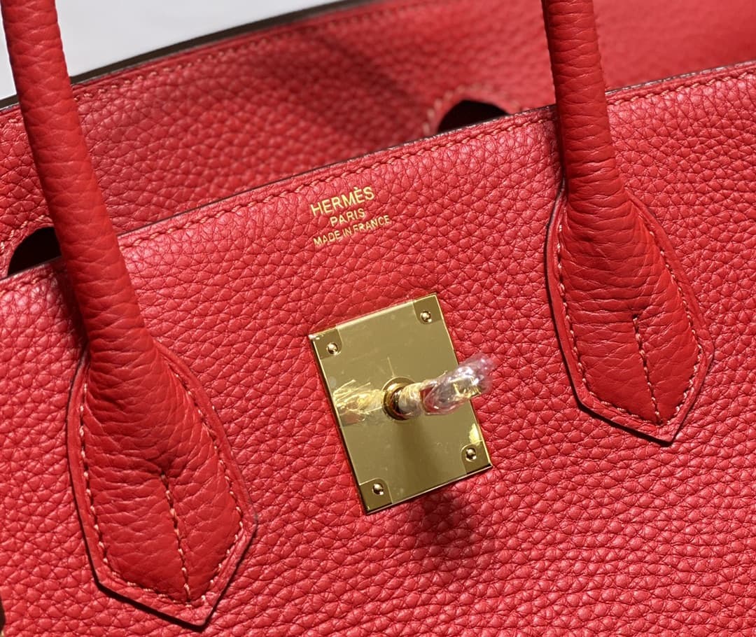 Hermes Birkin 25/30/35cm Bag Calfskin Silver/Gold Metal In Red High